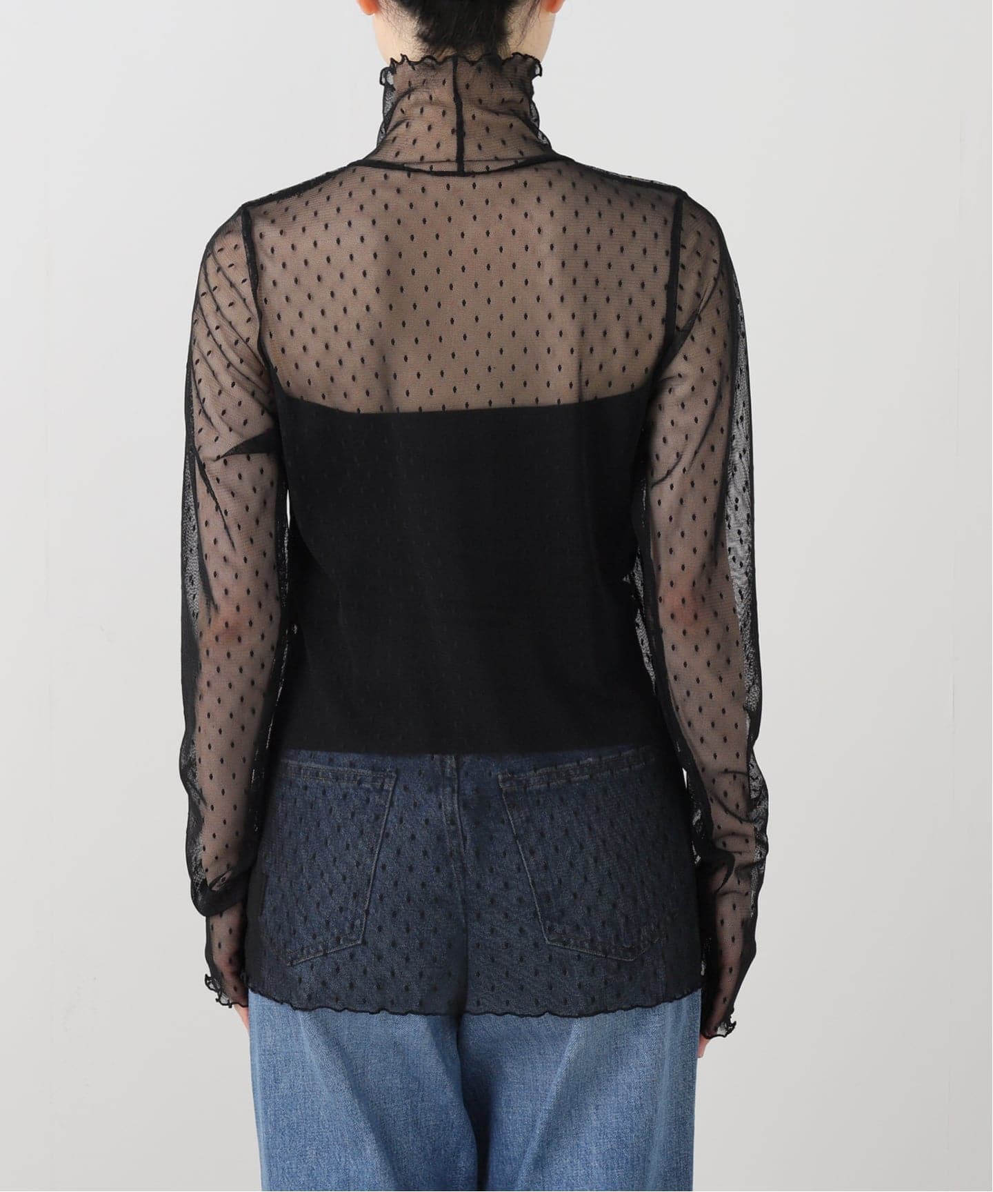 追加》ドットチュールハイネックプルオーバー（Tシャツ／カットソー