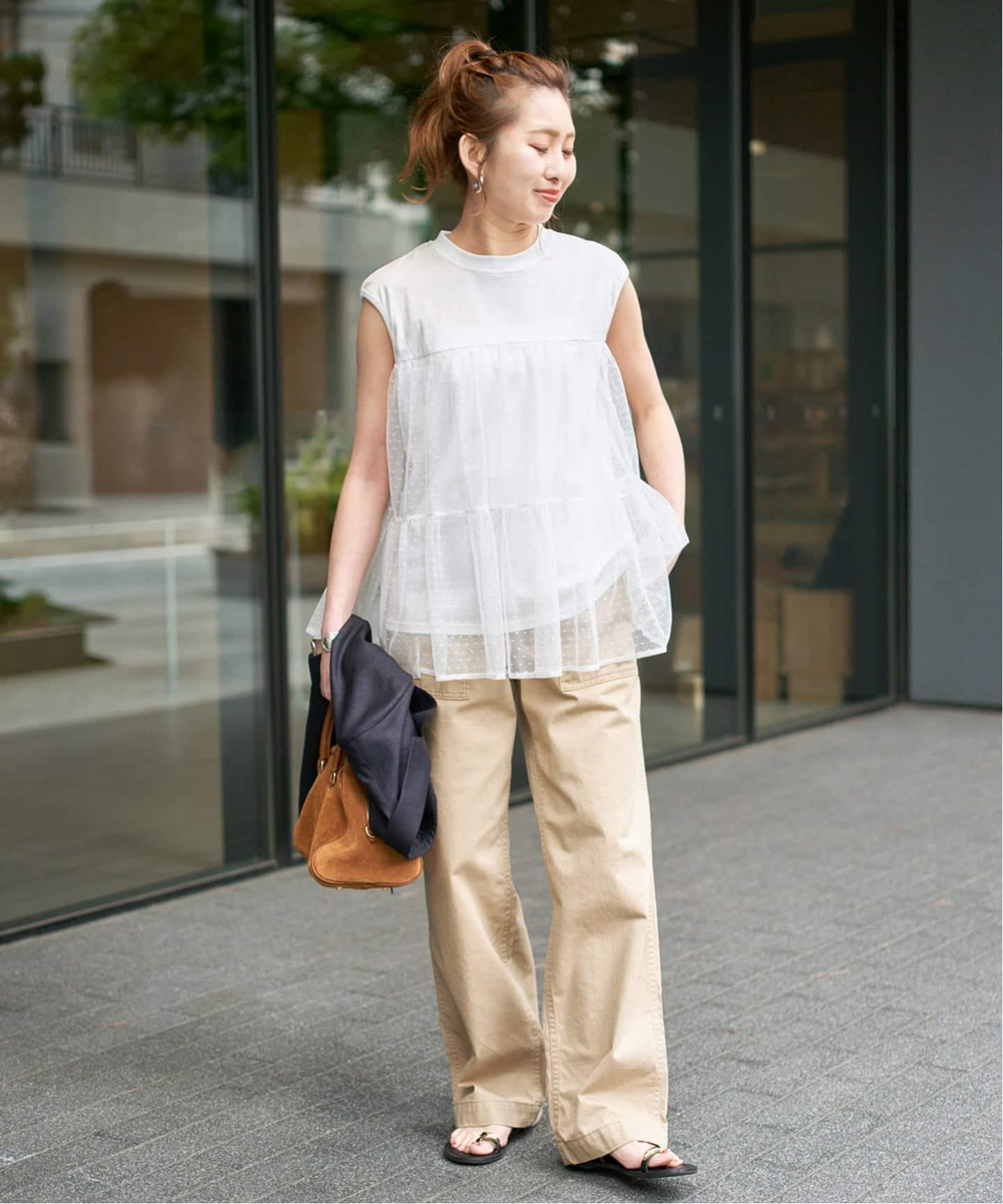 【ちっぷ】Spick and SpanドットチュールティアードTシャツ 一部店舗+WEB限定》ドットチュールティアードTシャツ（Tシャツ