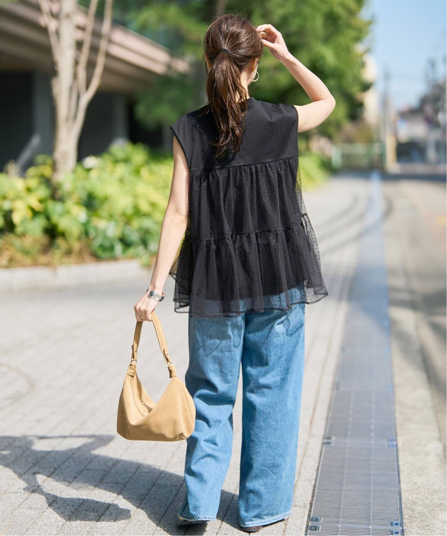 一部店舗+WEB限定》ドットチュールティアードTシャツ（Tシャツ 