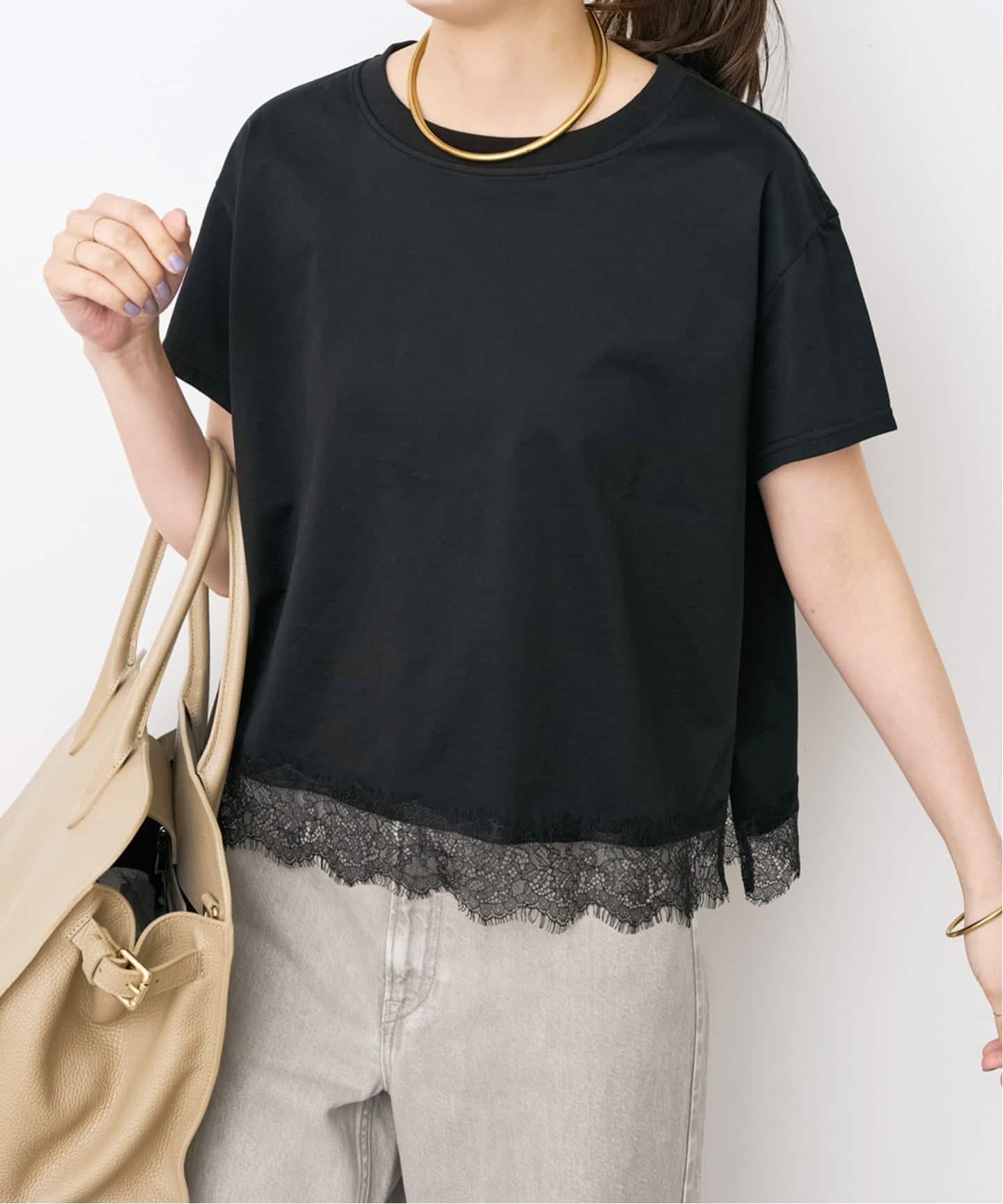 Spick＆Span ヘムレース付きTシャツ 追加2》ヘムレース付きTシャツ（Tシャツ／カットソー）｜Spick & Span