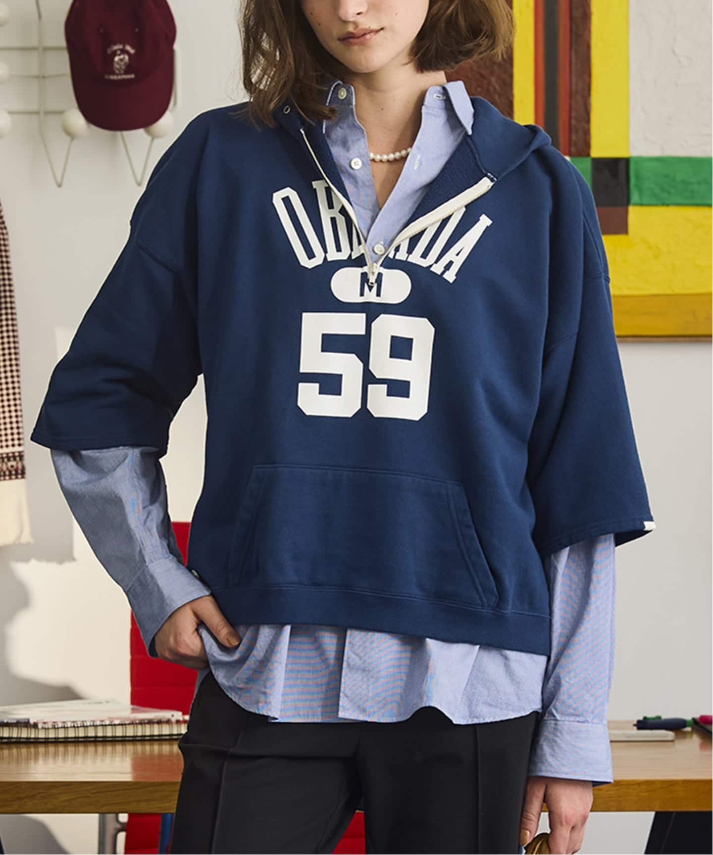 Oblada オブラダ　カシミヤニット　ジップパーカー　カーディガン　ネイビー 一部店舗+WEB限定》oblada / オブラダ ZIP HOODIE（パーカー）｜Spick