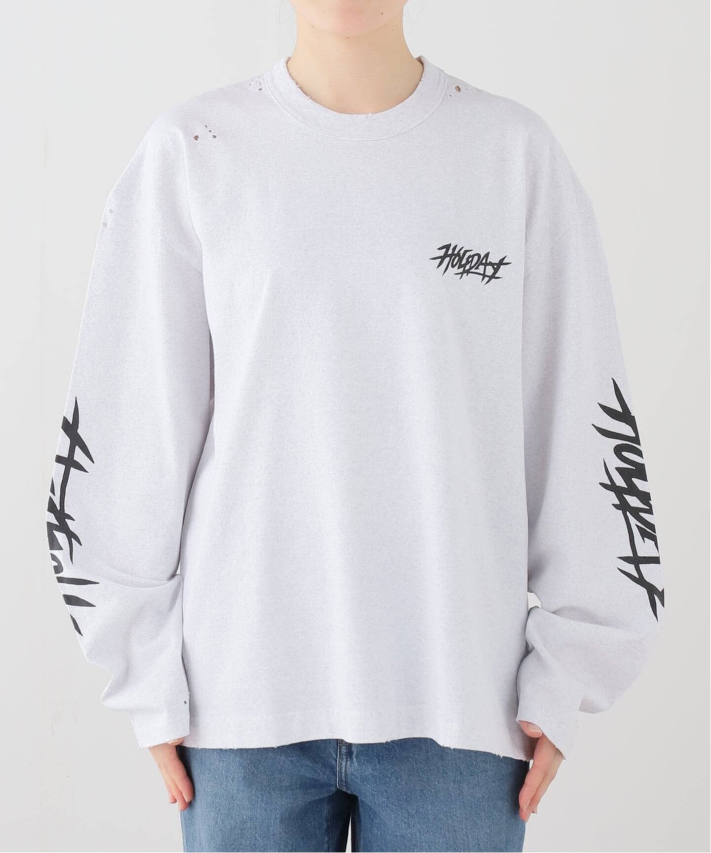 一部店舗+WEB限定》HOLIDAY / ホリデイ SUPER FINE DRY DAMAGE L/S T