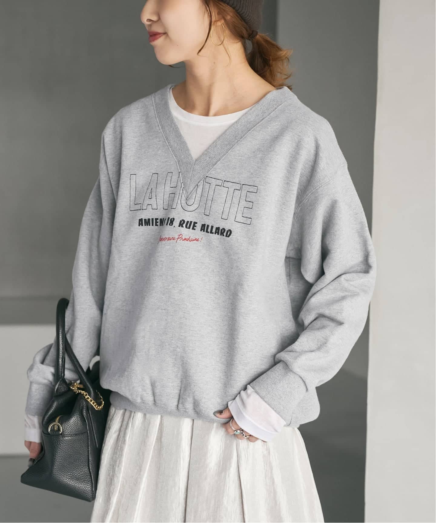 La Hutte / ラ ユット 別注Vネックスウェット グレー 追加3》La Hutte / ラ ユット 別注Vネックスウェット*（スウェット