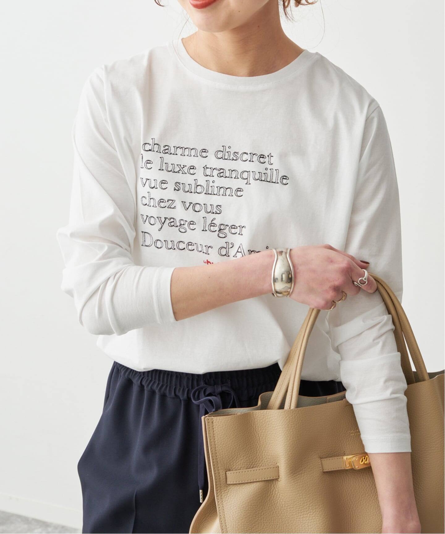 予約》La Hutte / ラ ユット 別注ロゴ刺しゅう L/S Tee*（Tシャツ