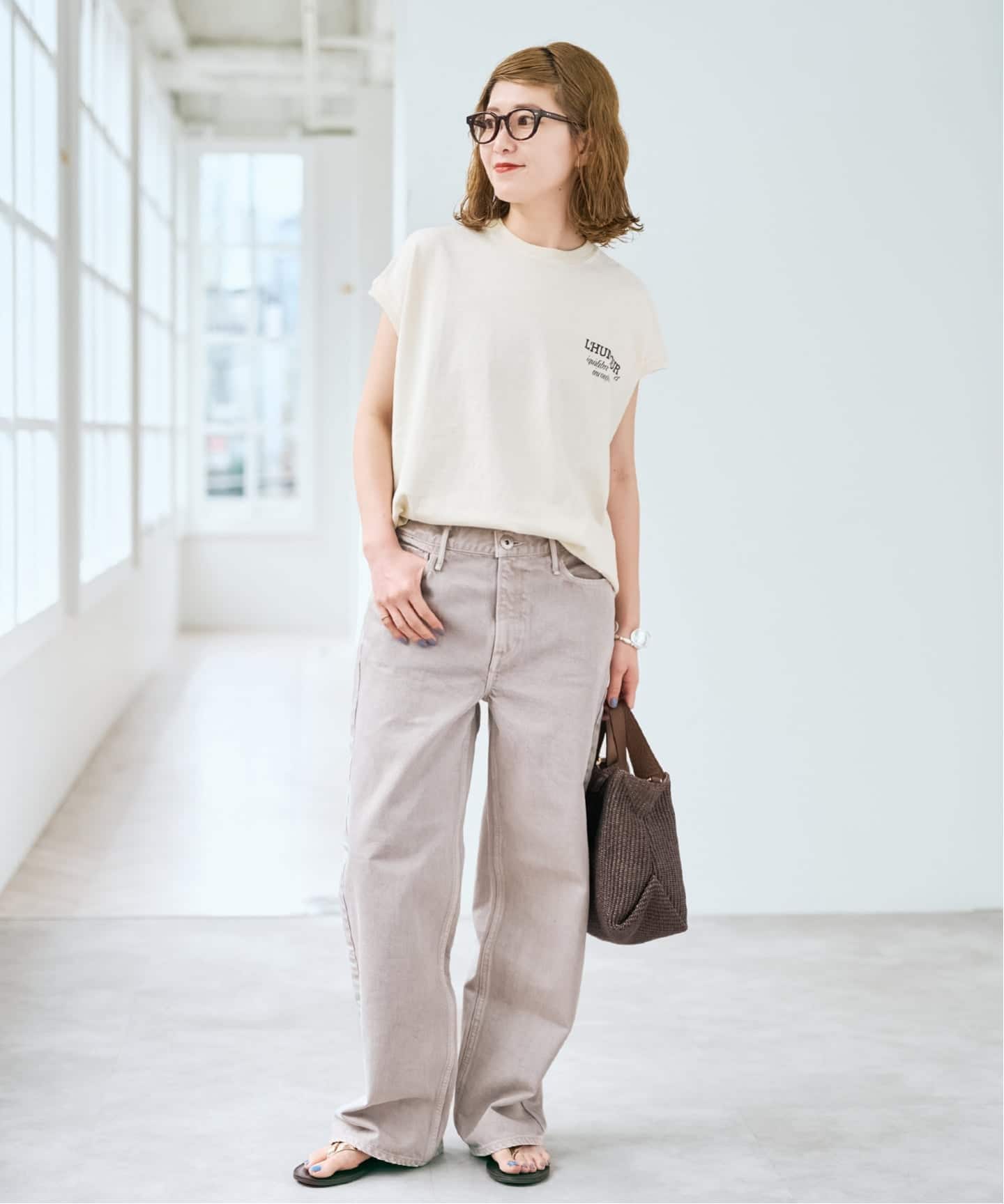 追加》upper hights/アッパーハイツ 別注BIG NO SLEEVE TEE*（Tシャツ