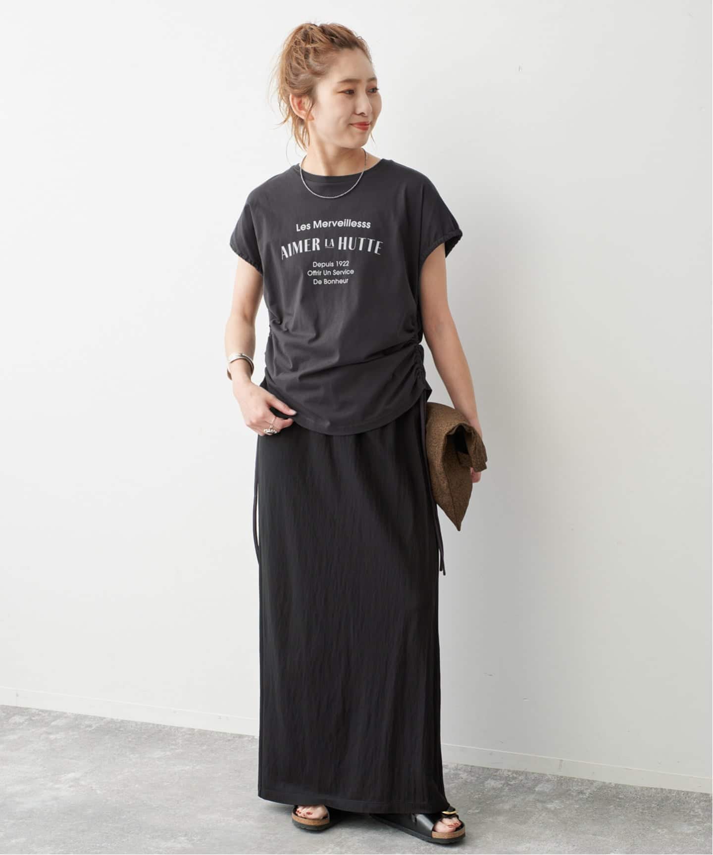 別注》La Hutte / ラ ユット ギャザーTOP*2WAY（Tシャツ／カットソー
