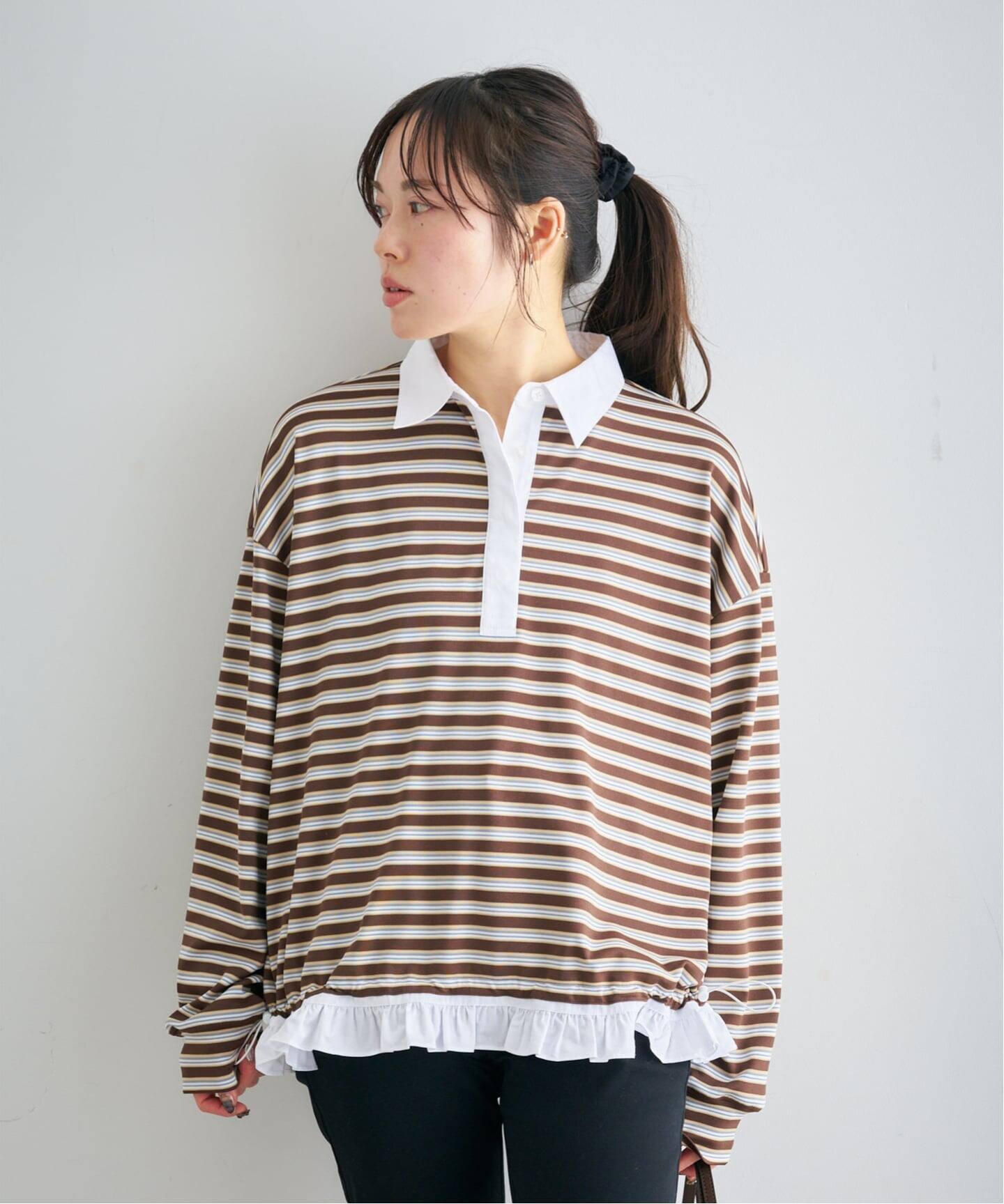 kolor ドッキングボーダーカットソー マルチボーダーフリルドッキングPO（Tシャツ／カットソー）｜UBY Spick