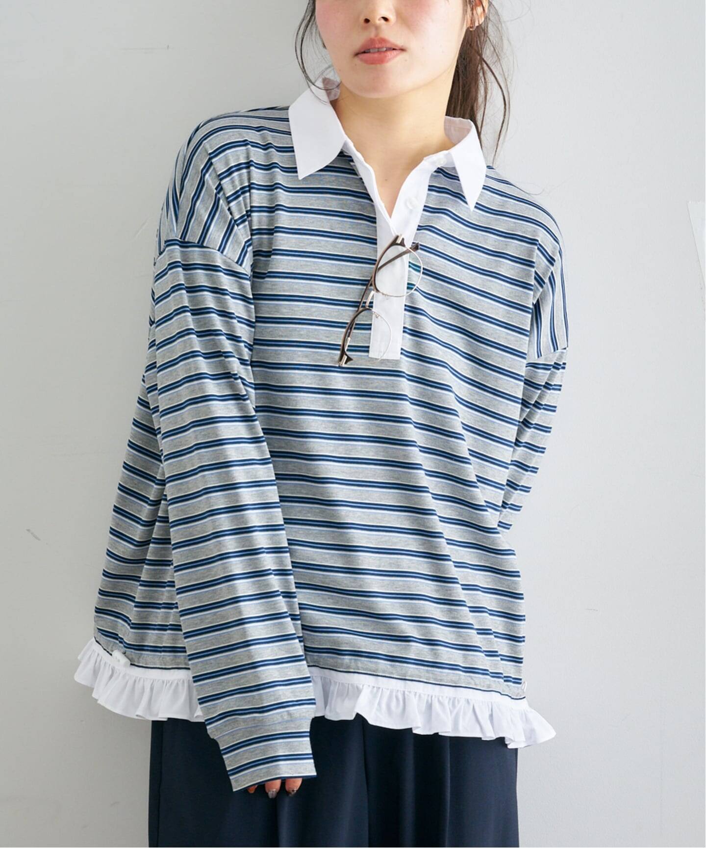 マルチボーダーフリルドッキングPO（Tシャツ／カットソー）｜UBY Spick 