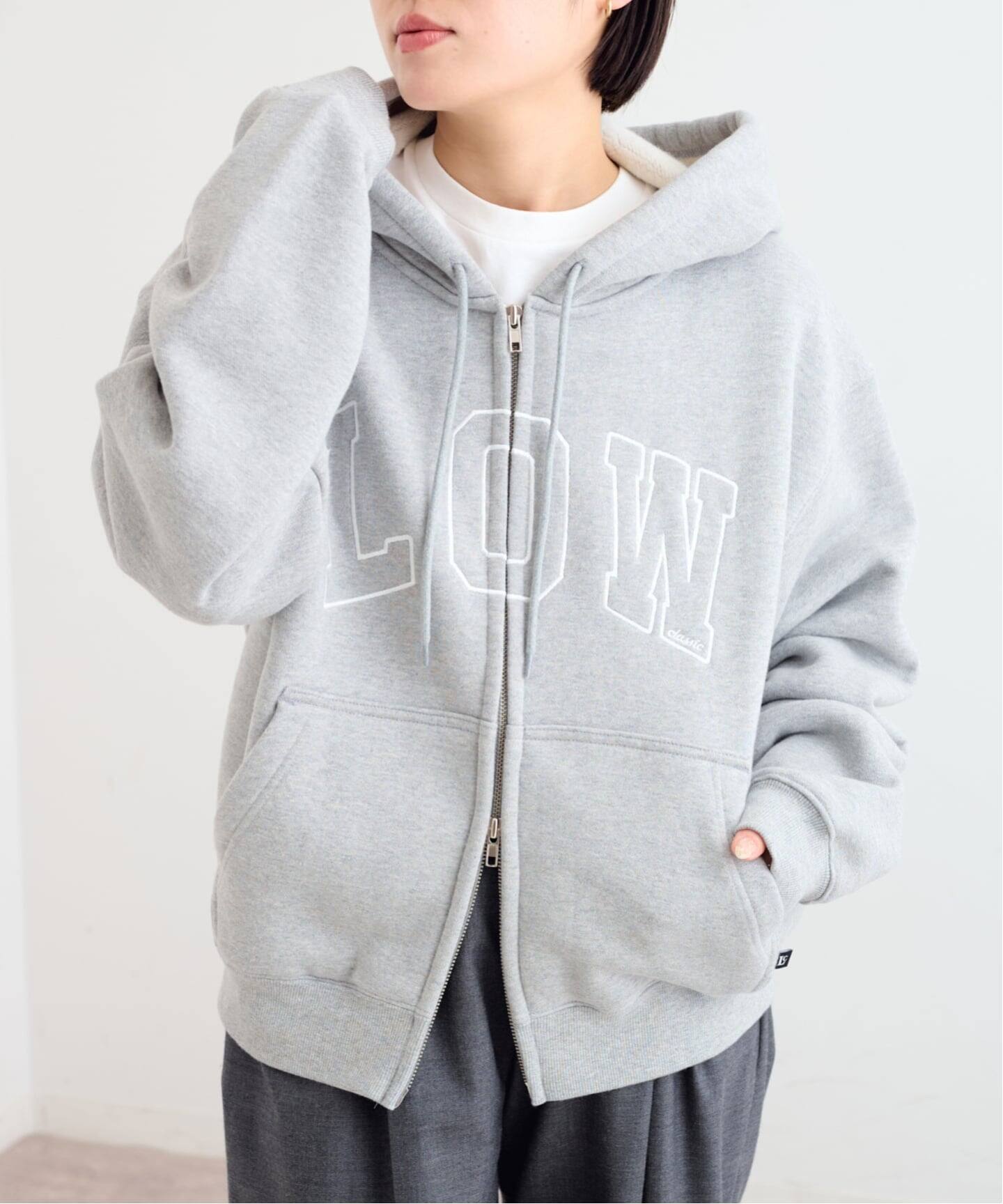 美品LOW CLASSIC Lcロウクラシック フーディー パーカー　ロゴ LOW CLASSIC Lc / ロウ クラシック エルシ LOW NAPPING SWEAT ZIPUP