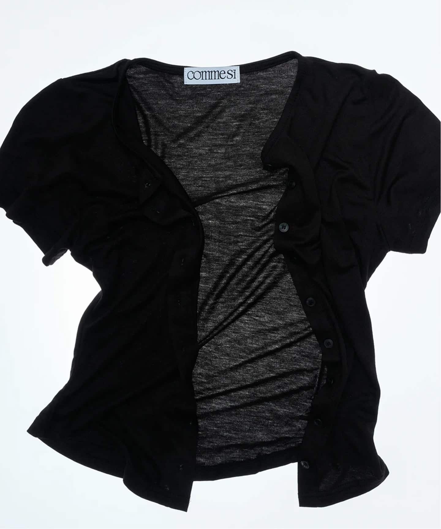 トップス commesi Cardigan Tee (Black) COMME SI STUDIO／コムシスタジオ Cardigan tee（Tシャツ／カットソー