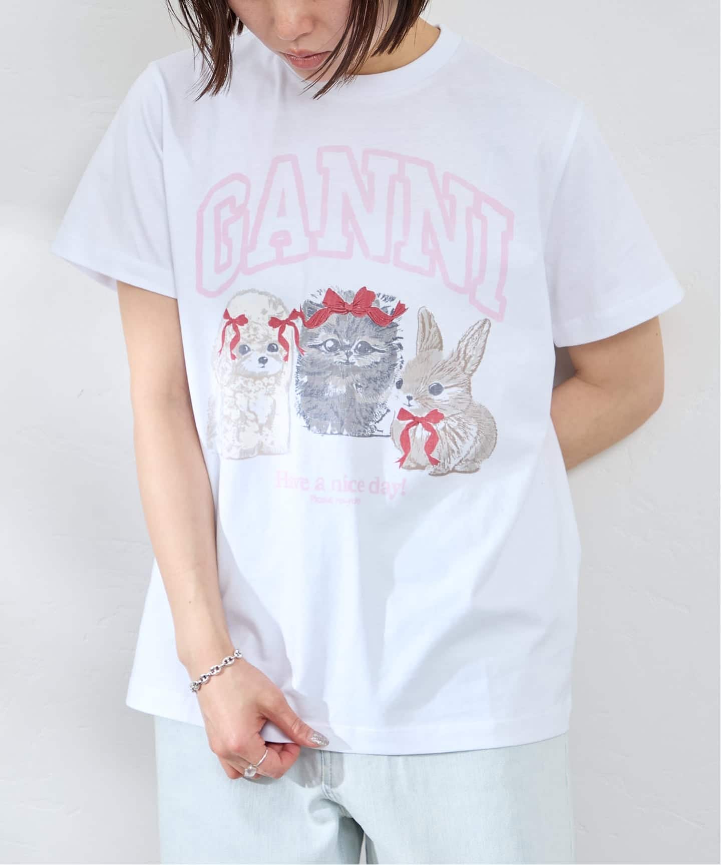 GANNI / ガニー Basic Cotton Jersey Cute Animals（Tシャツ
