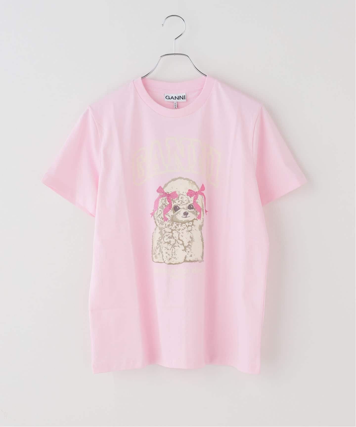 GANNI ピンク 半袖Tシャツ ガニー GANNI GANNI 半袖 Tシャツ Basic Jersey Relaxed TーShirt