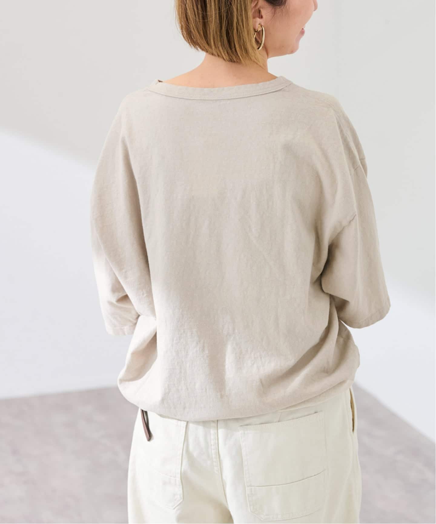 新品□Framework ラフィー天竺ネームロゴTEE／ベージュ ラフィー天竺ネームロゴTEE（Tシャツ／カットソー）｜FRAMeWORK