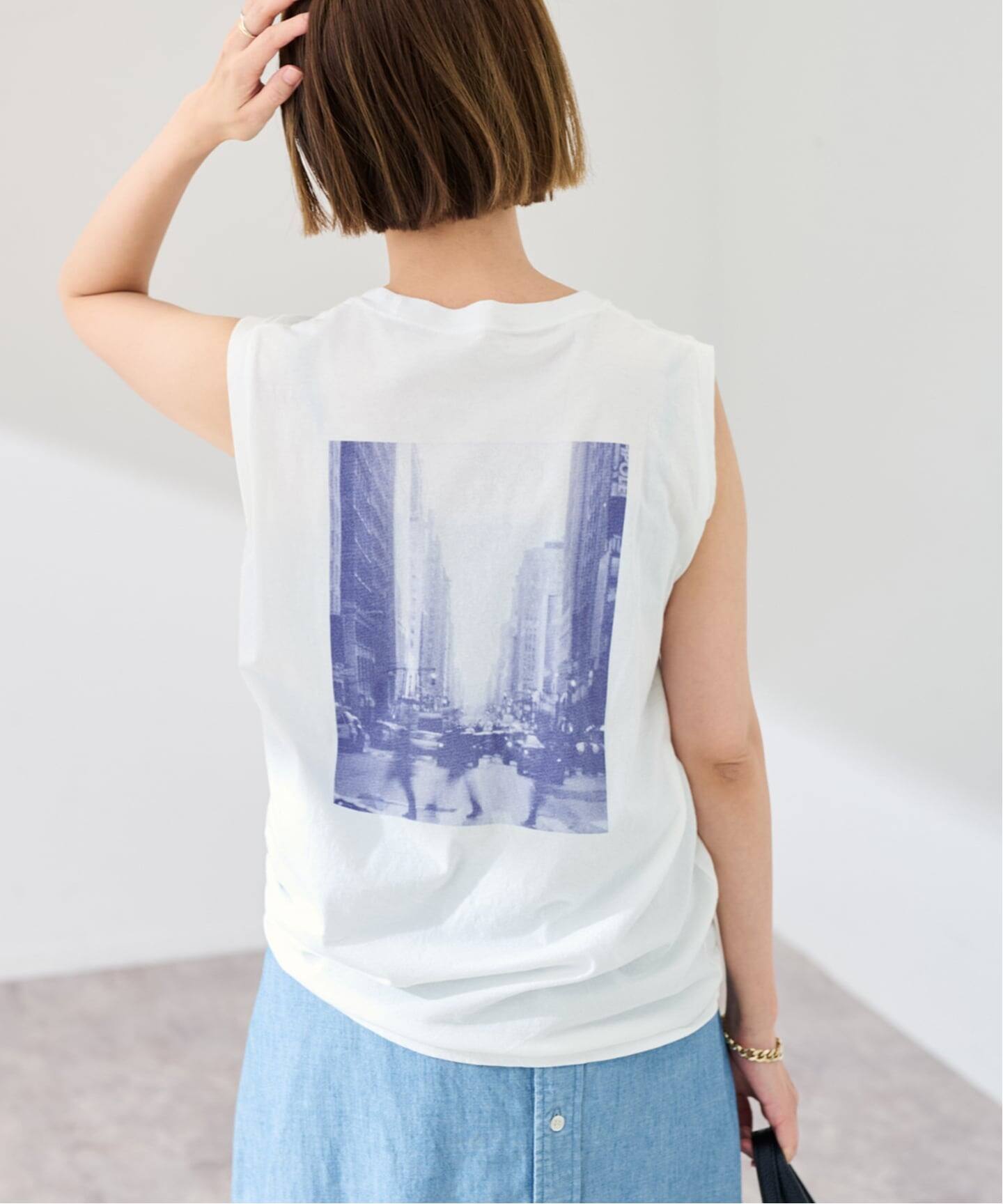 ブルーフォトノースリーブTEE（Tシャツ／カットソー）｜FRAMeWORK