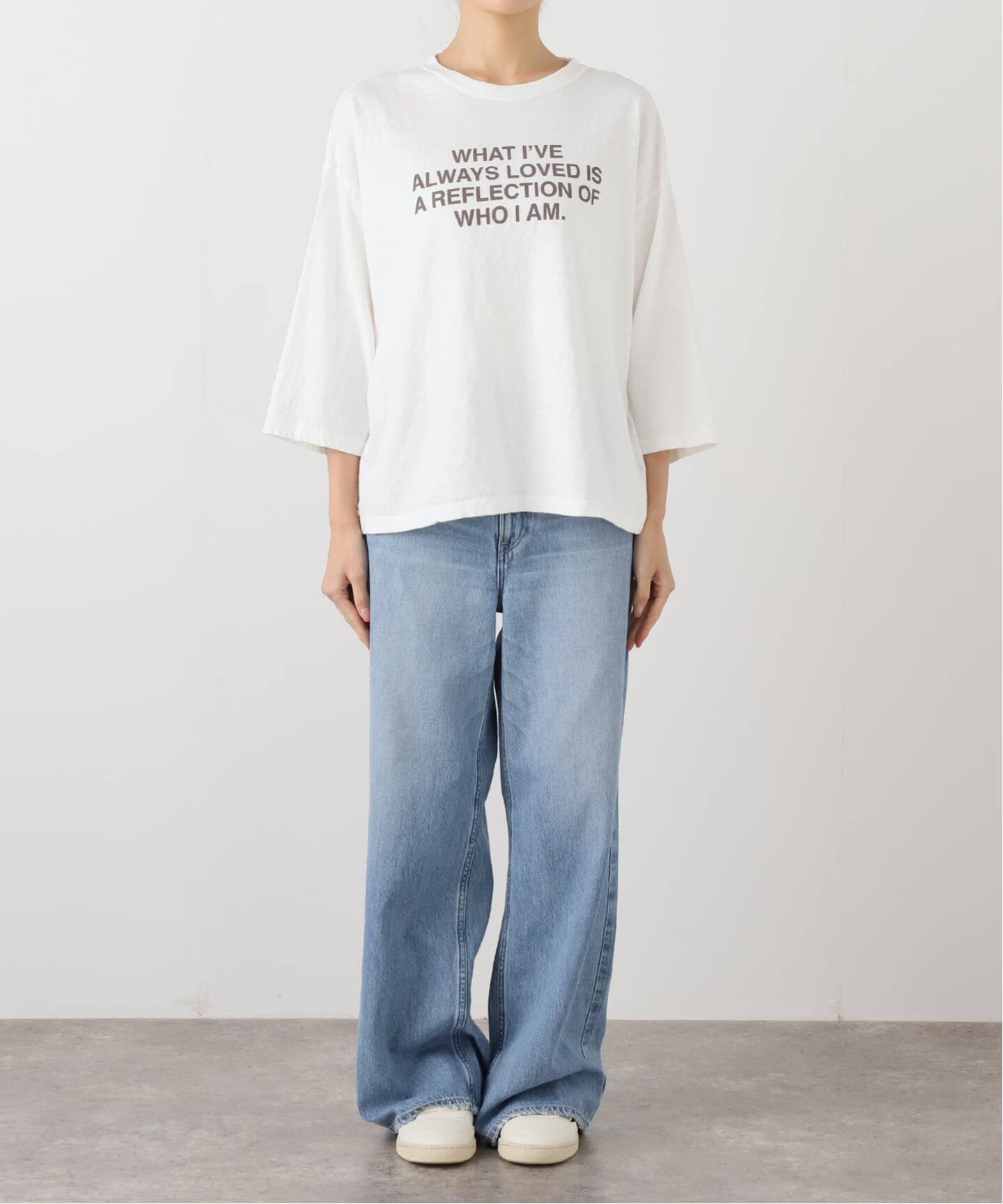 【タグ付き】FRAMeWORK 今季 ロゴロンT ホワイト 日本製 ≪追加≫クロップドスリーブロゴロンT（Tシャツ／カットソー