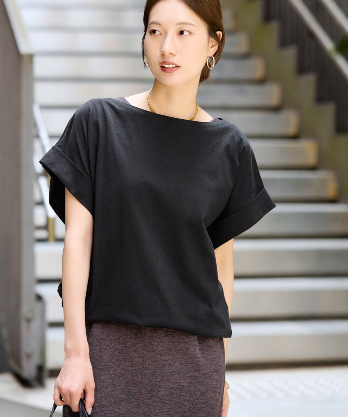 フレームワーク　ボートネック裾ドロストプルオーバー ボートネック裾ドロストプルオーバー（Tシャツ／カットソー