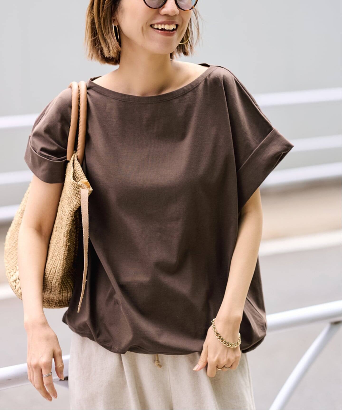 ボートネック裾ドロストプルオーバー（Tシャツ／カットソー