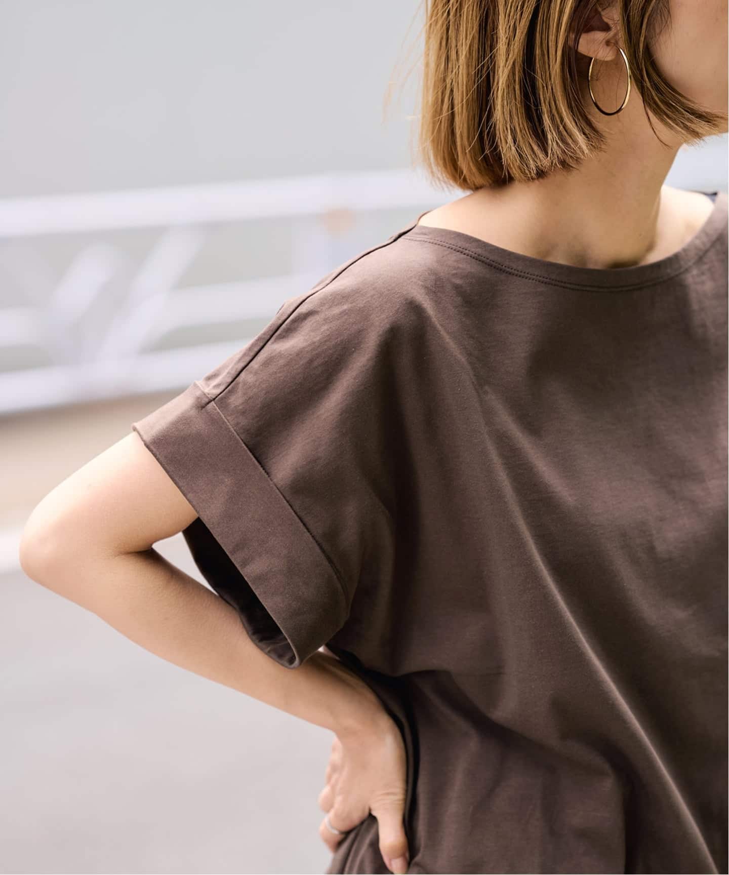 ボートネック裾ドロストプルオーバー（Tシャツ／カットソー