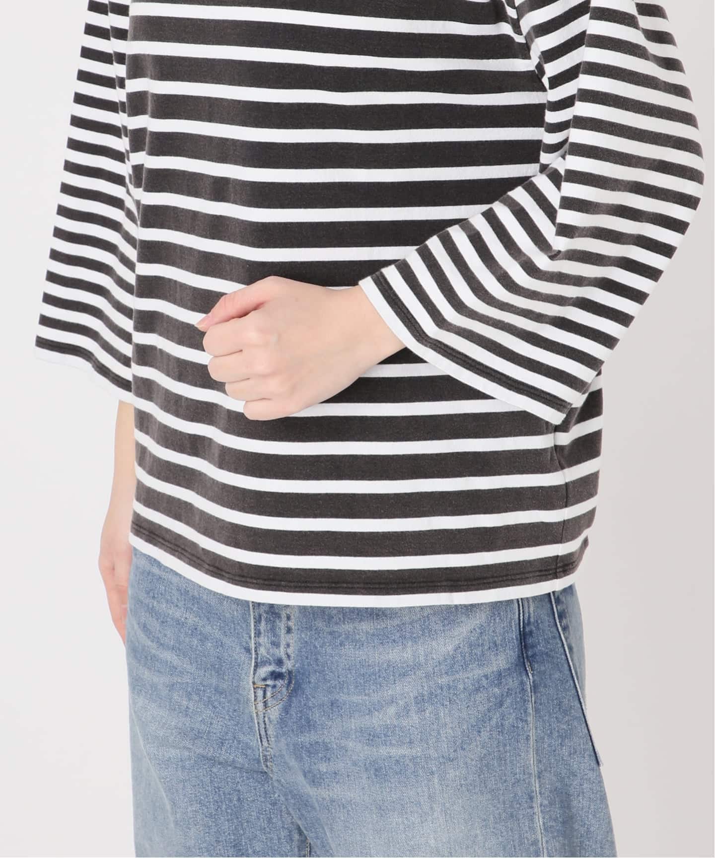 新品　フレームワーク　パネルボーダーTシャツ　ホワイト×ブラック クレージーボーダーT-SHIRT（Tシャツ／カットソー）｜FRAMeWORK