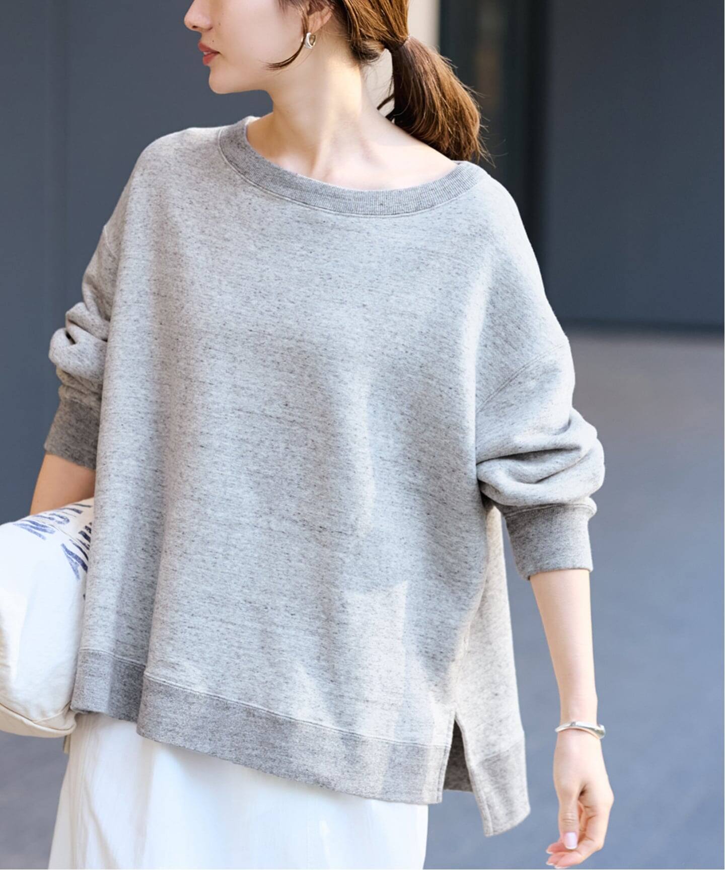 FRAMeWORK ボートネックワイドスウェット ブラウン ≪一部カラーWEB