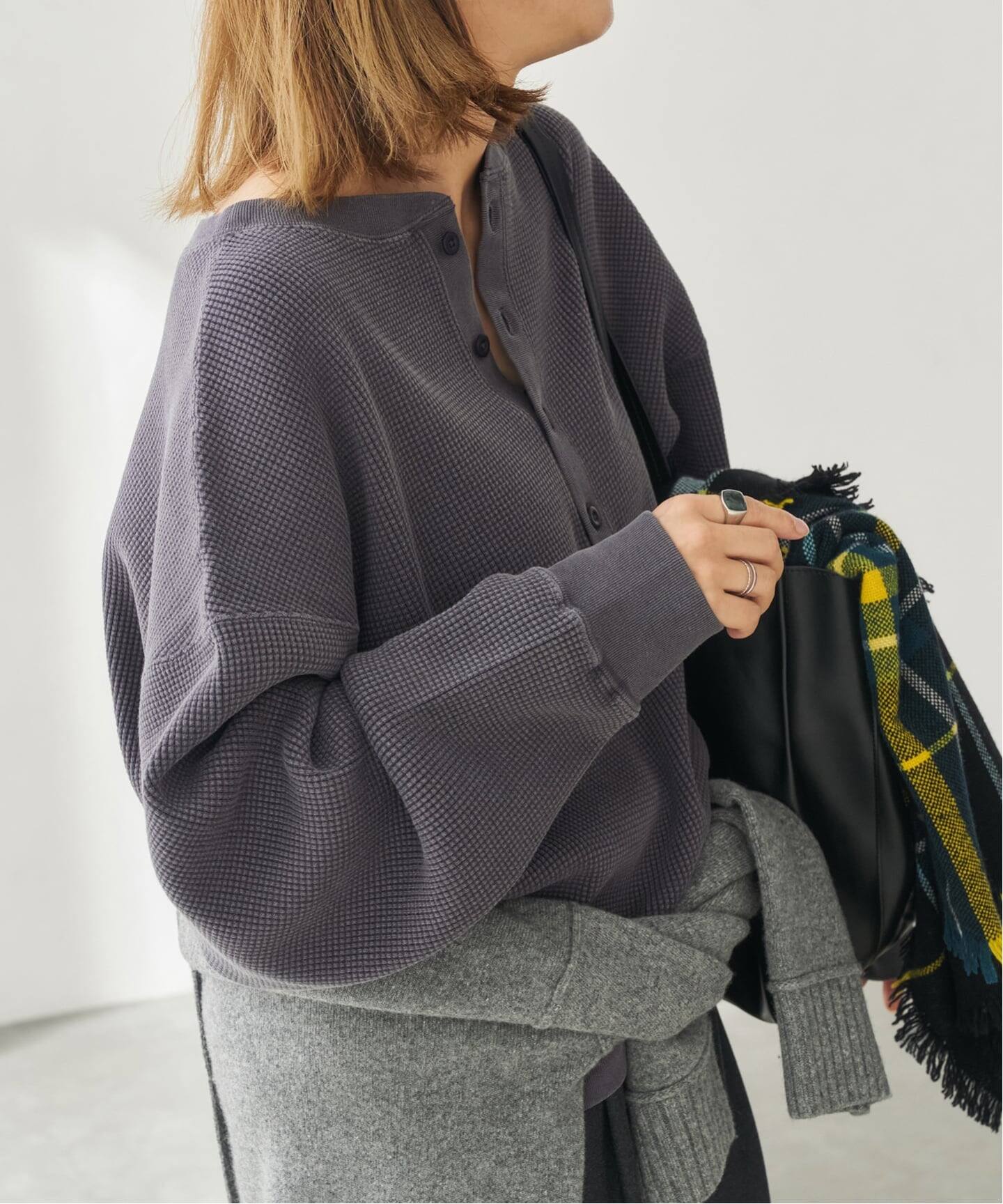 オゾン加工ワッフルヘンリープルオーバー（Tシャツ／カットソー