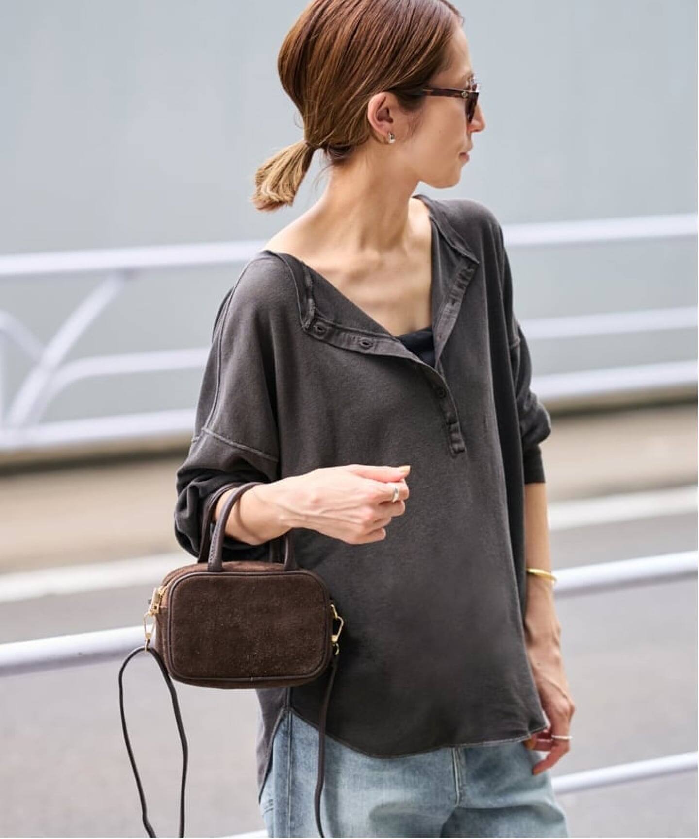 新品　FRAMeWORK サーフニットヘンリーTee フレームワーク　ブラウン ≪追加予約≫サーフニットヘンリーTee 2（Tシャツ／カットソー