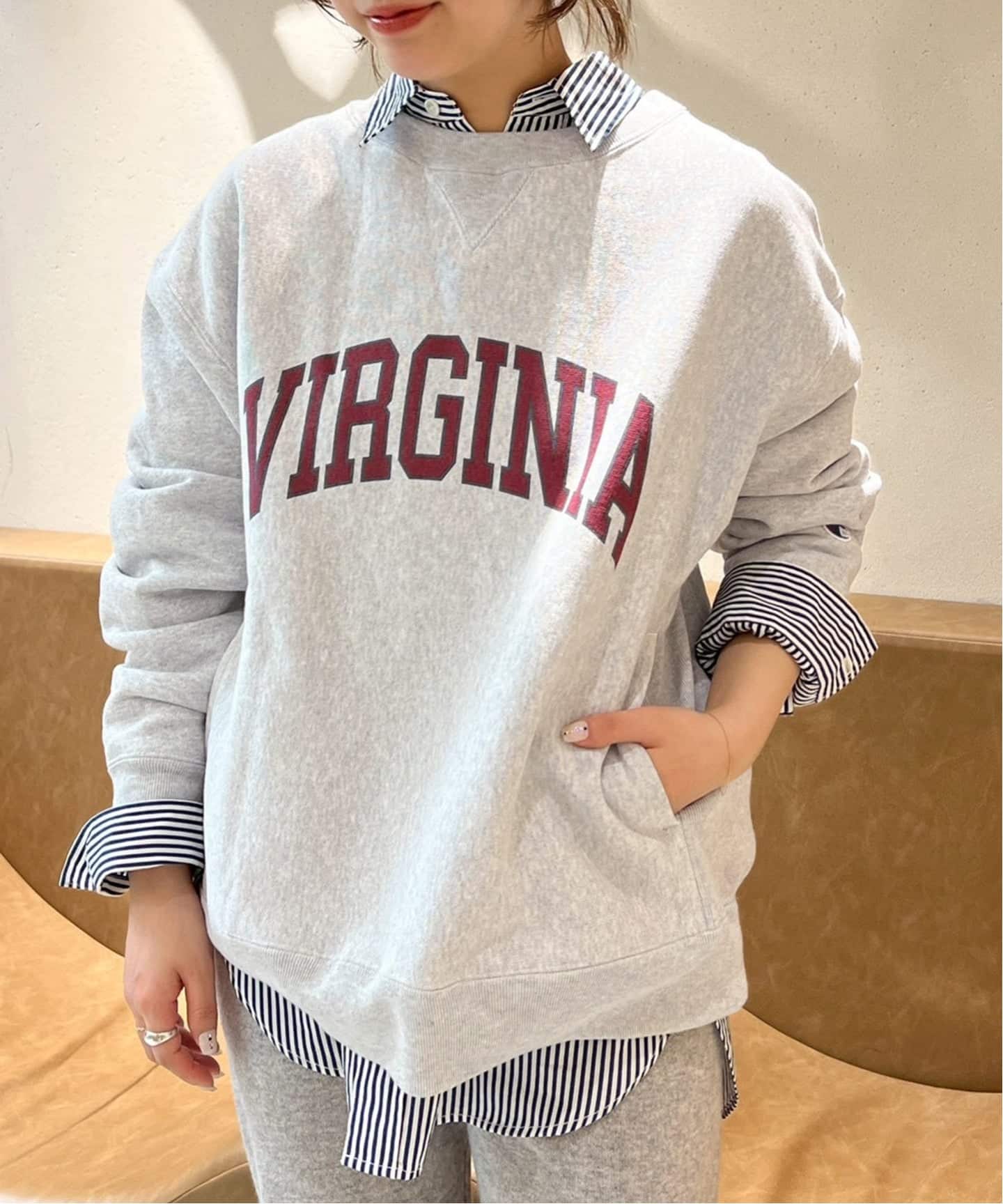 Champion 別注リバースウィーブ ロゴスウェットポケットプルオーバー