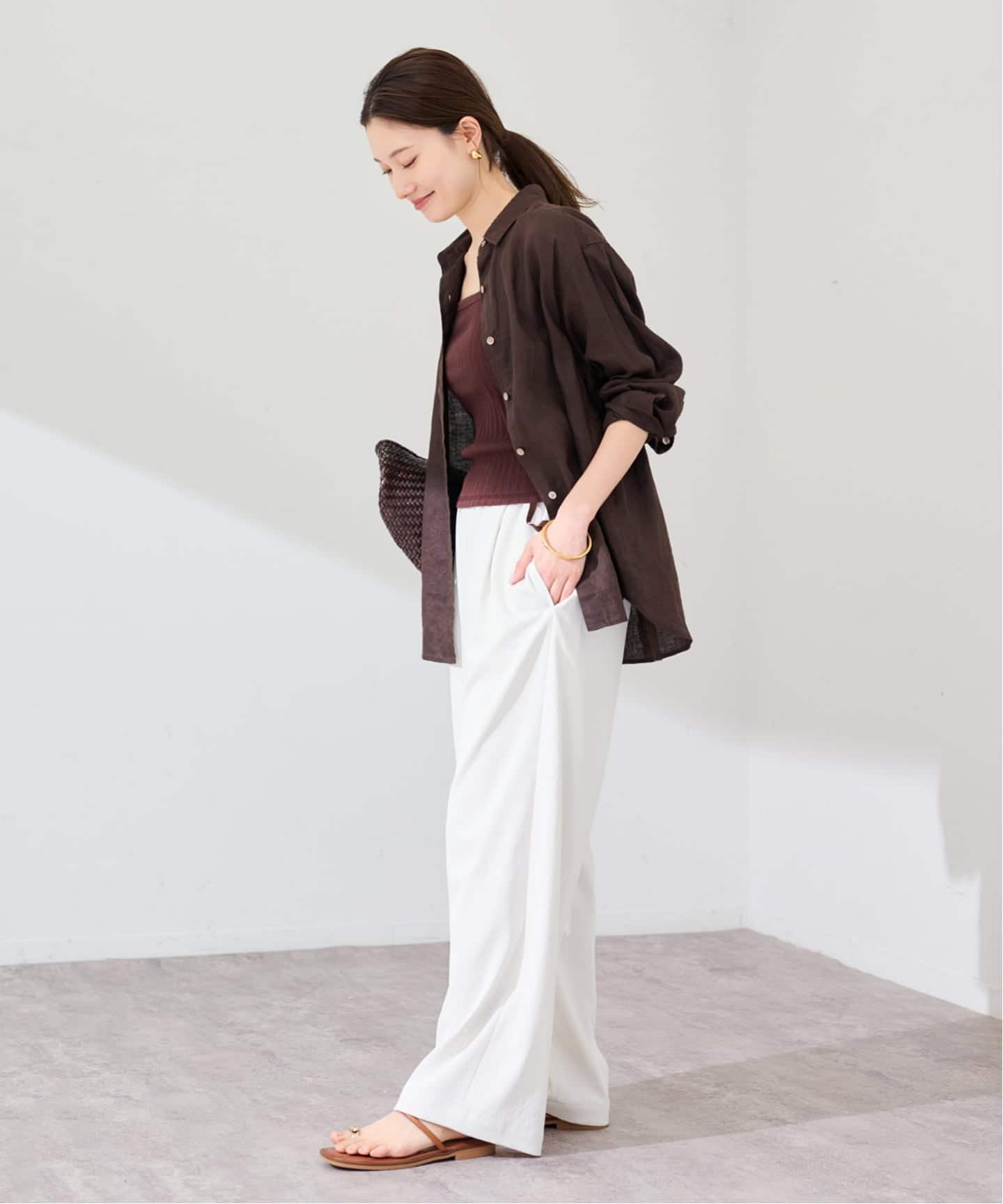 JANE SMITH/ジェーンスミス cotton eyelet rib up down cam（タンク