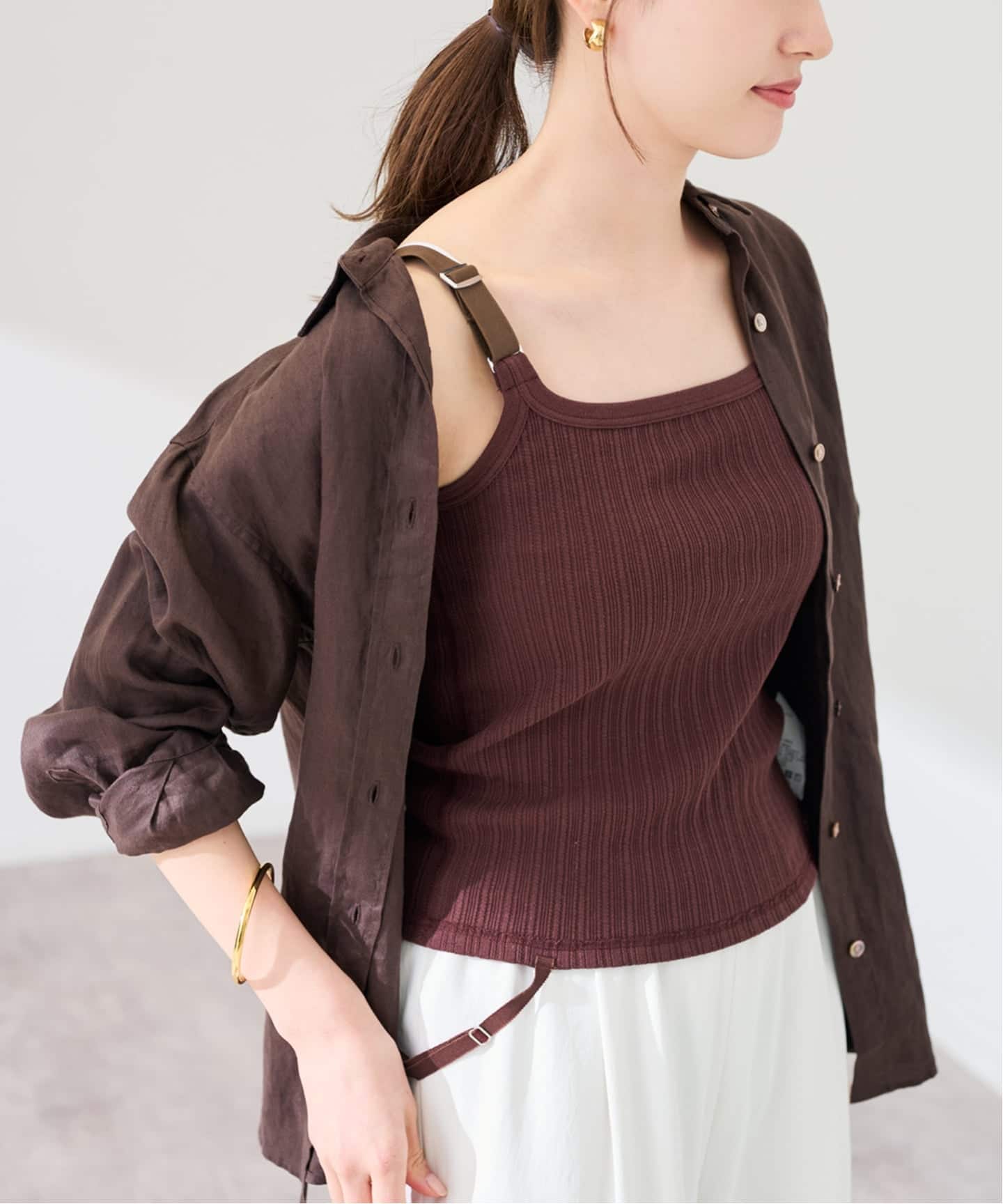 JANE SMITH/ジェーンスミス cotton eyelet rib up down cam（タンク