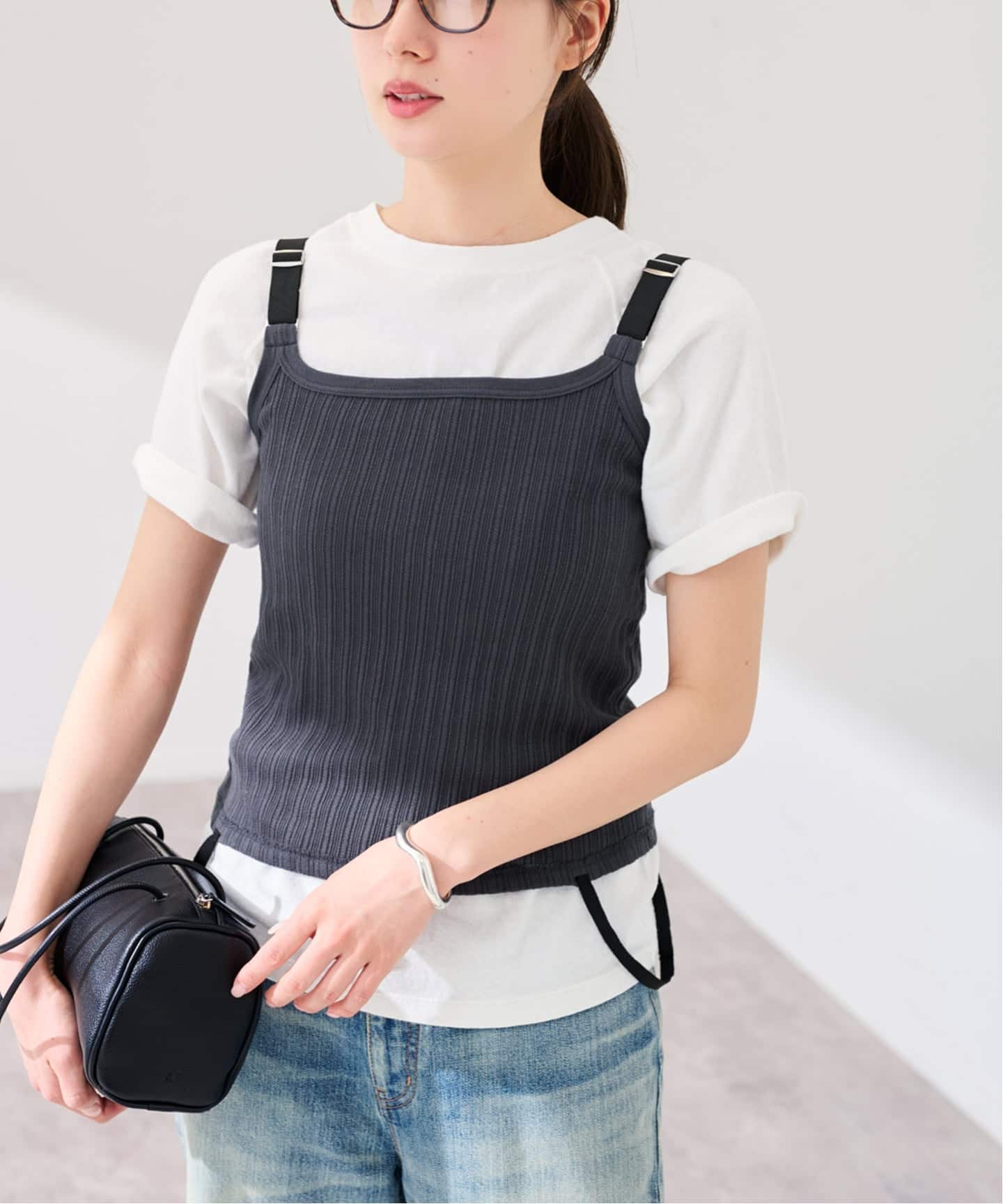JANE SMITH/ジェーンスミス cotton eyelet rib up down cam（タンク