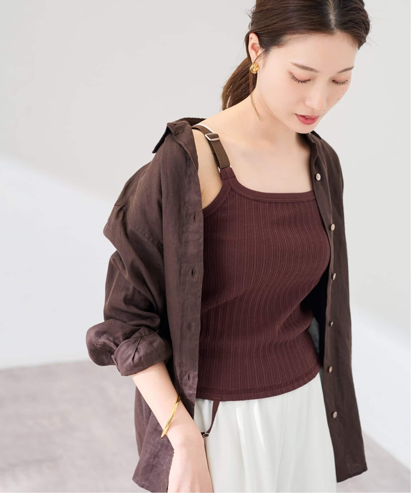 JANE SMITH/ジェーンスミス cotton eyelet rib up down cam（タンク