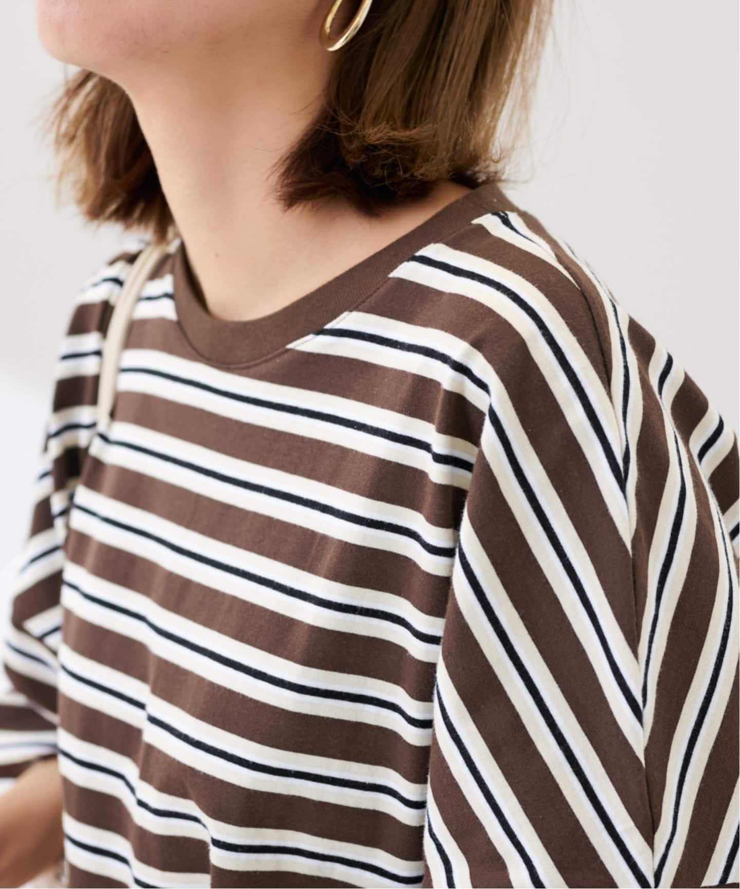 ルミノア　カットソー　ブラウン Le Minor｜ルミノアのTシャツ/カットソー（ブラウン/茶色系・ボーダー