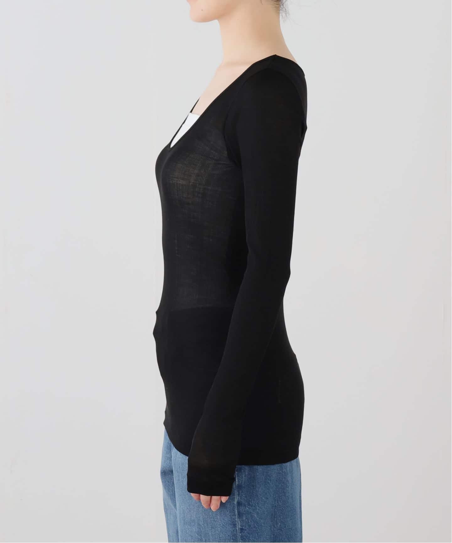 MALU olivia 2way SILKスクープネック ロンTEE（Tシャツ／カットソー