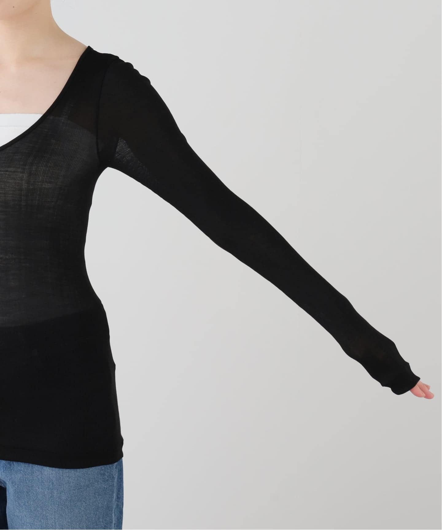 MALU olivia 2way SILKスクープネック ロンTEE（Tシャツ／カットソー