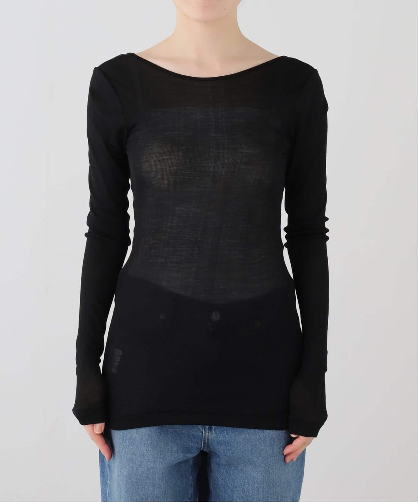 最終価格 MALU malugarments OLIVIA 長袖カットソー MALU olivia 2way SILKスクープネック ロンTEE（Tシャツ／カットソー