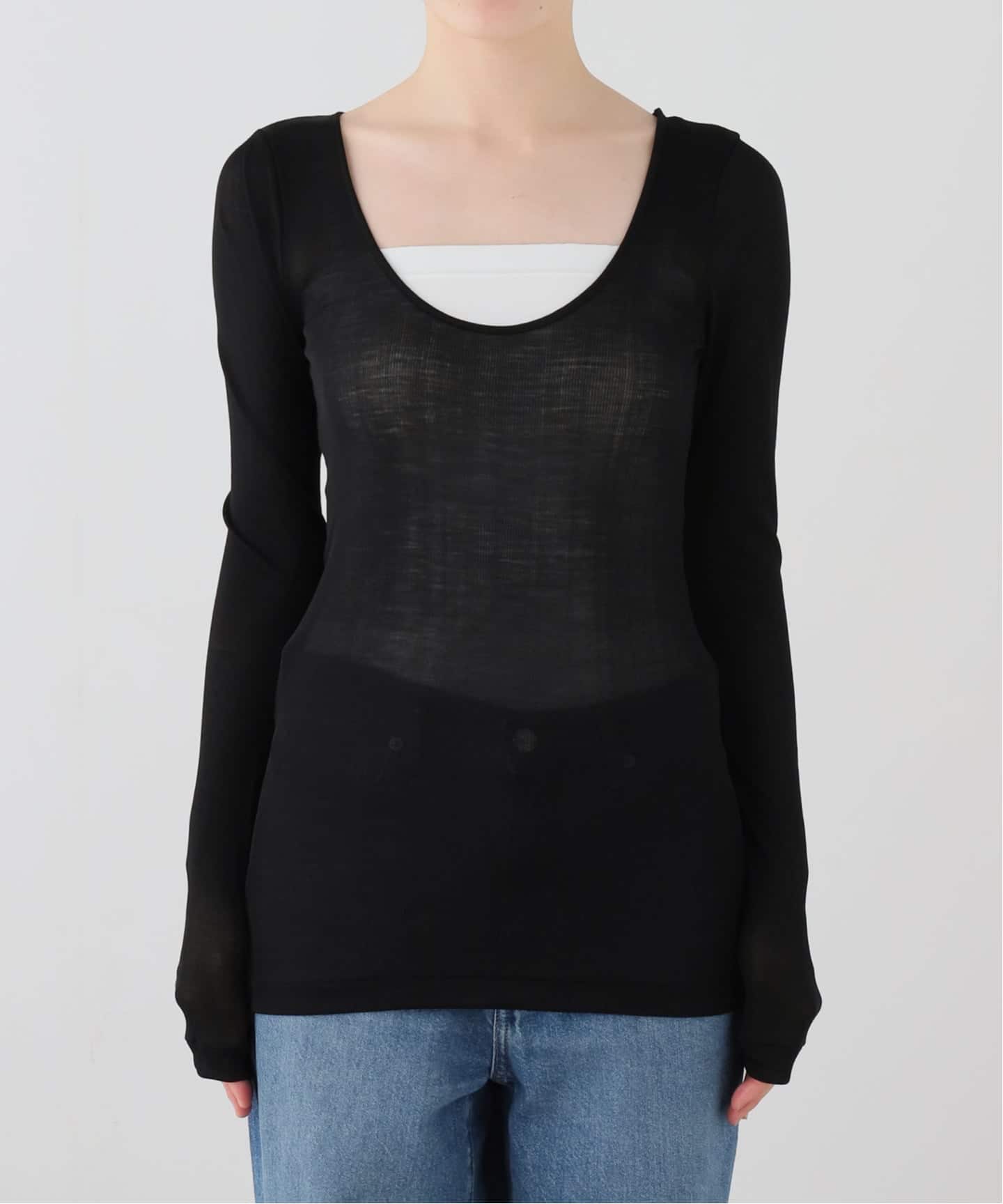 MALU olivia 2way SILKスクープネック ロンTEE（Tシャツ／カットソー