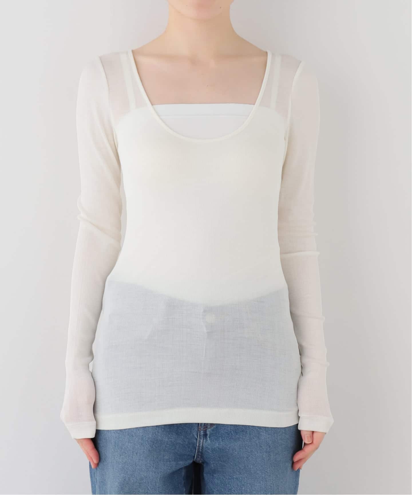 MALU olivia 2way SILKスクープネック ロンTEE（Tシャツ／カットソー