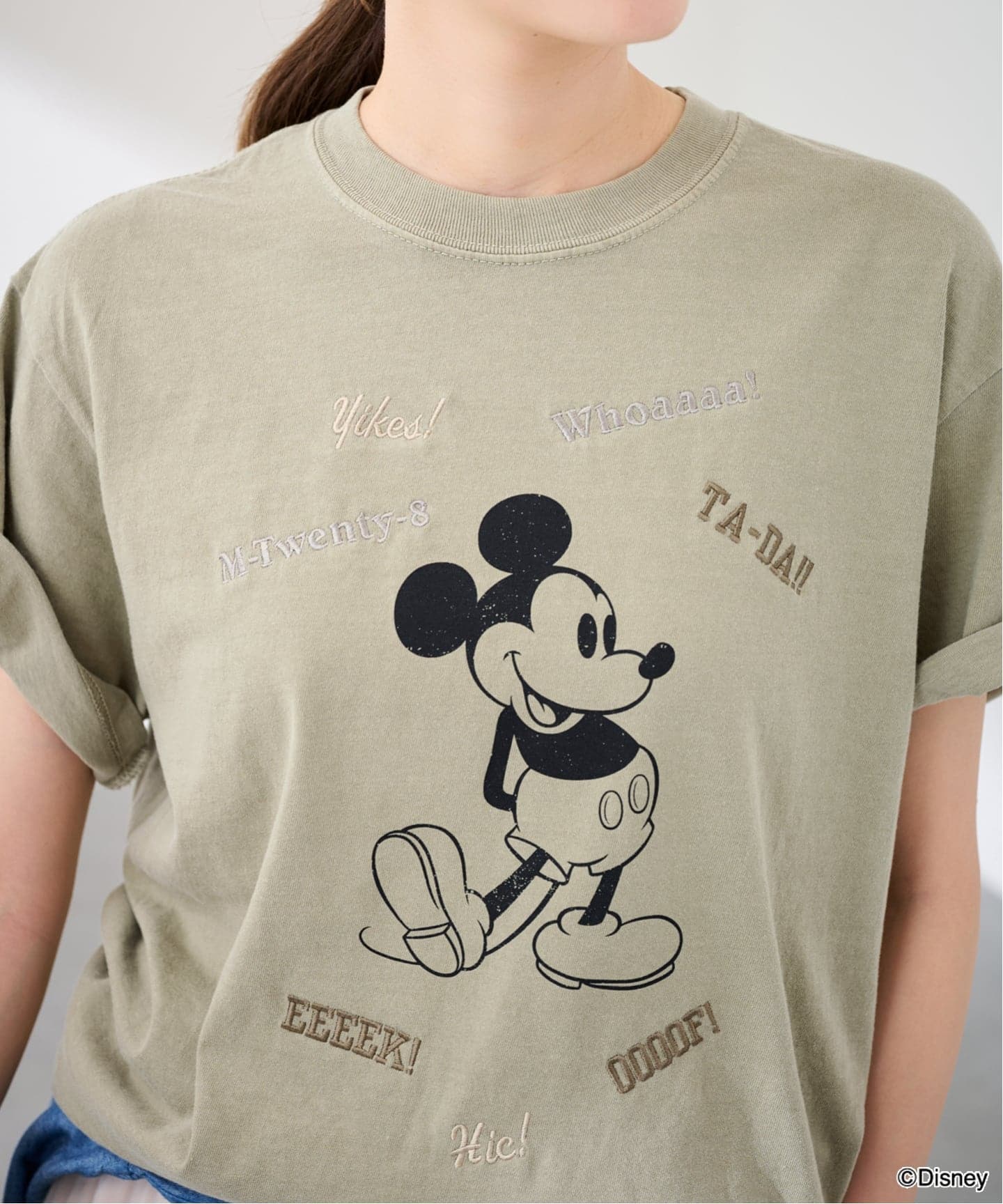 ≪予約≫WIFFLE 別注［Mickey Mouse］embroidery T（Tシャツ