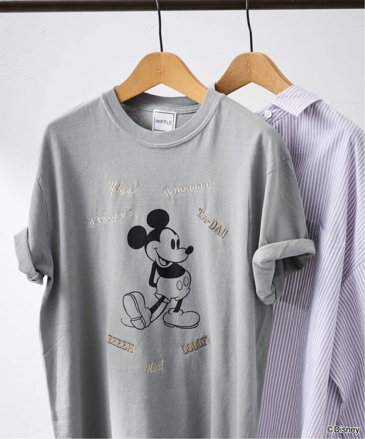 ≪予約≫WIFFLE 別注［Mickey Mouse］embroidery T（Tシャツ