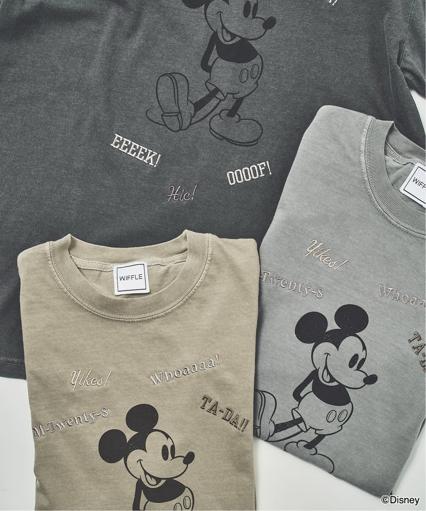 ≪予約≫WIFFLE 別注［Mickey Mouse］embroidery T（Tシャツ