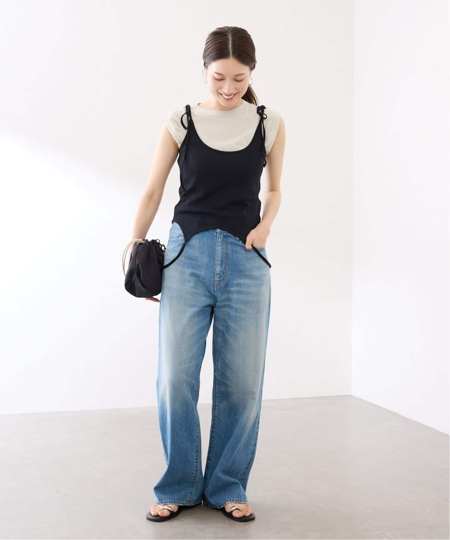 JANE SMITH cotton updown ribbon cami（Tシャツ／カットソー
