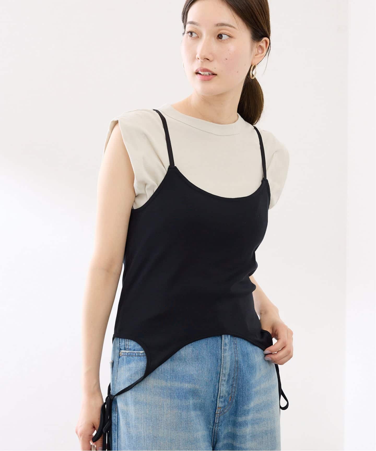 JANE SMITH cotton updown ribbon cami（Tシャツ／カットソー