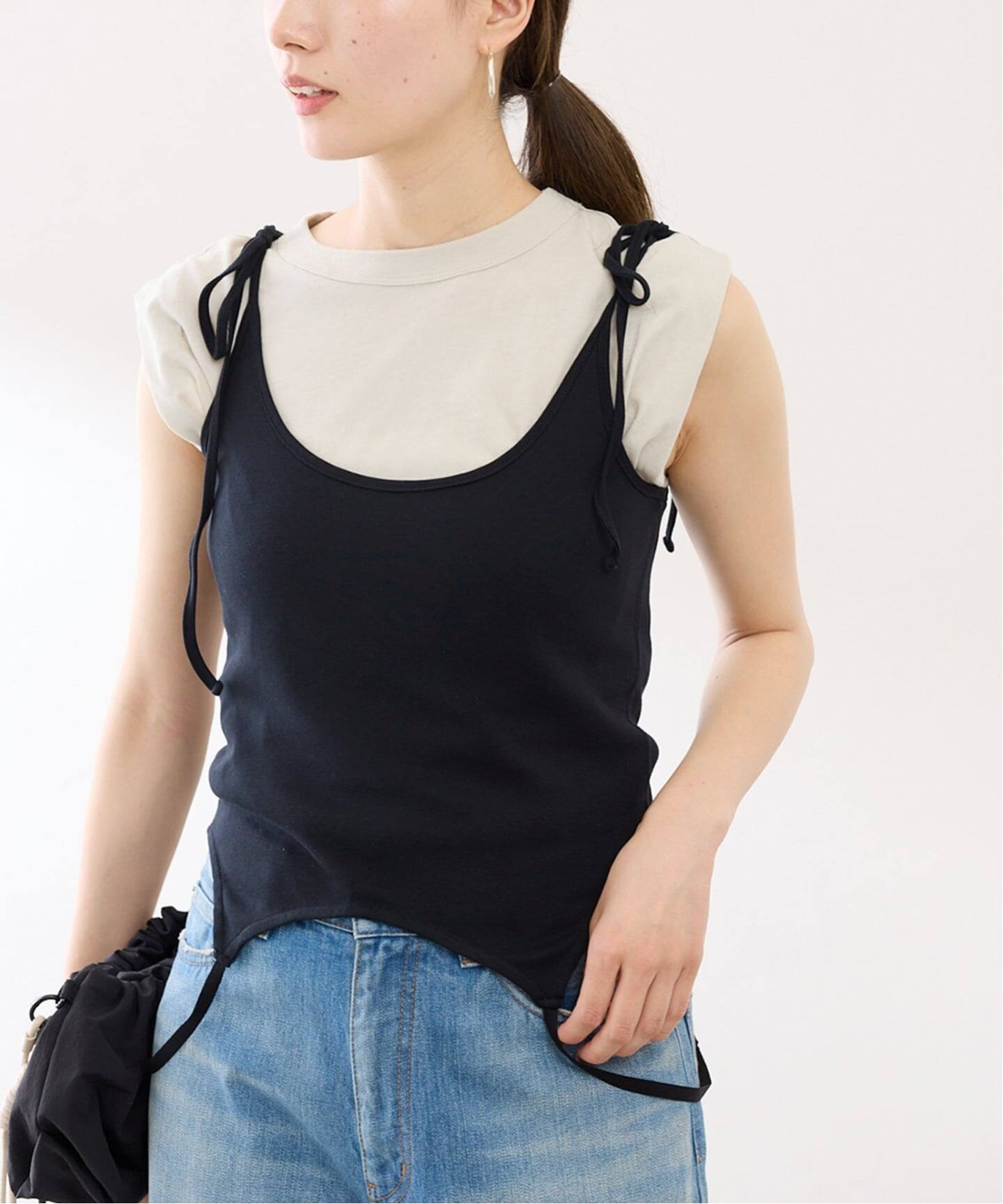JANE SMITH cotton updown ribbon cami（Tシャツ／カットソー