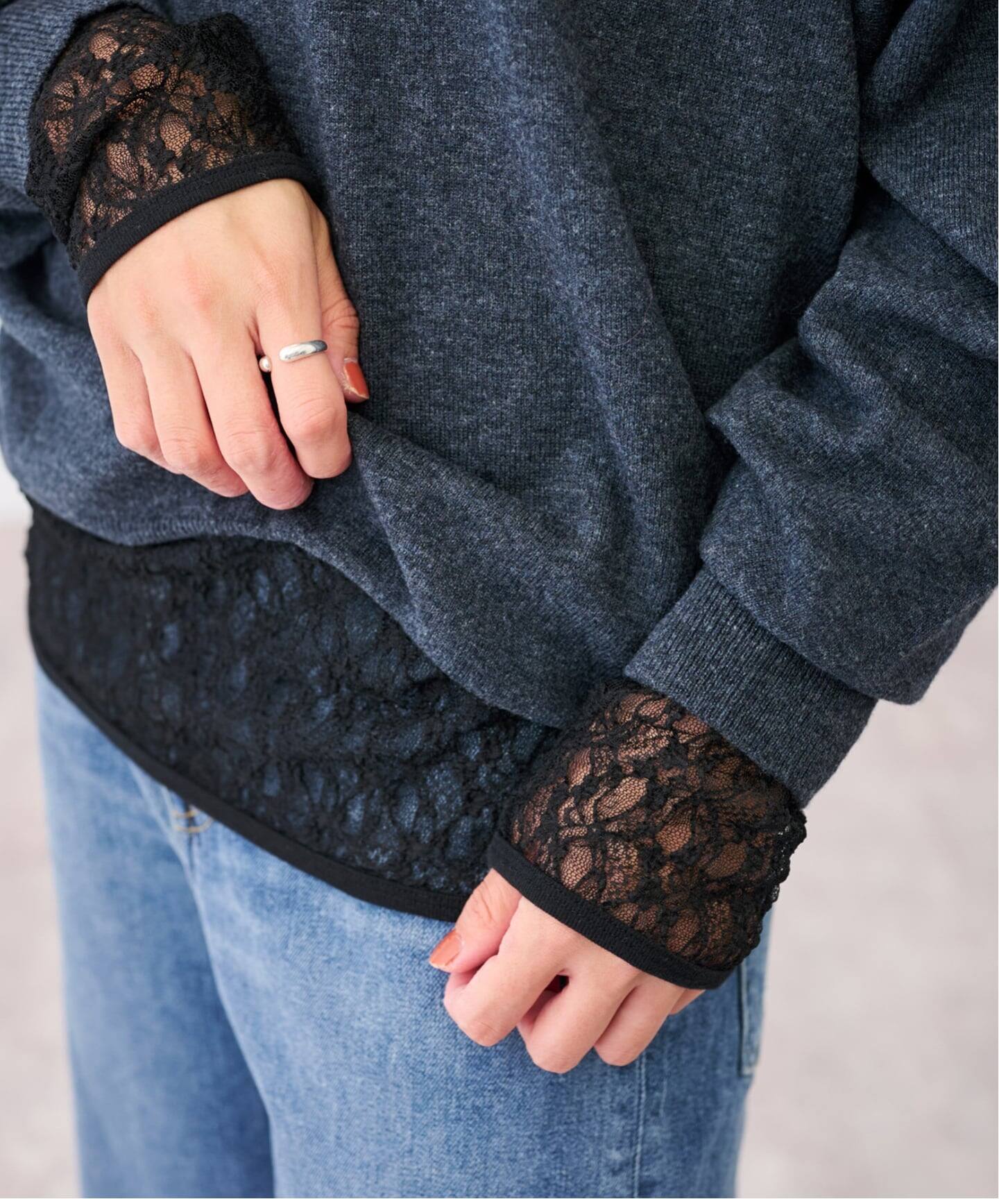 ≪追加≫IRONING/アイロニング flower lace ロングスリーブ（Tシャツ