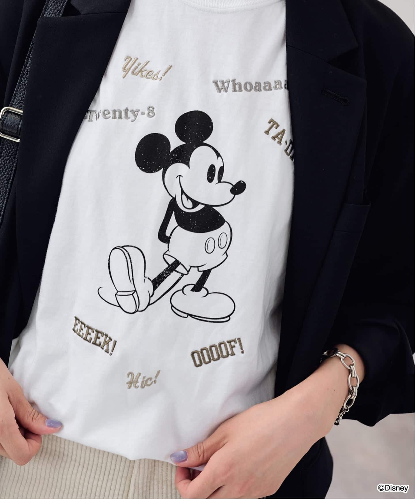WIFFLE 別注［Mickey Mouse］embroidery ロンT（Tシャツ／カットソー