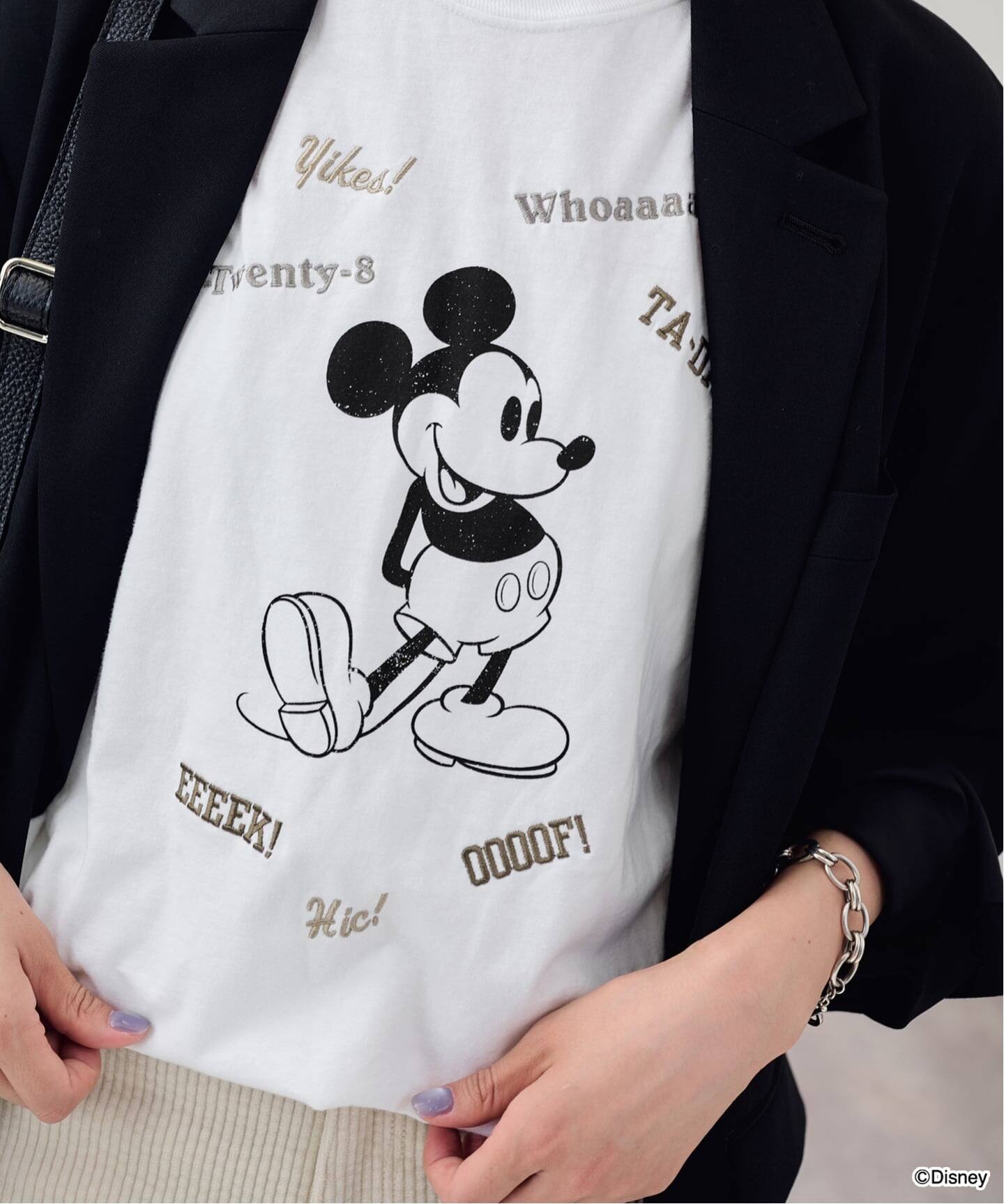 WIFFLE 別注［Mickey Mouse］embroidery ロンT（Tシャツ／カットソー 