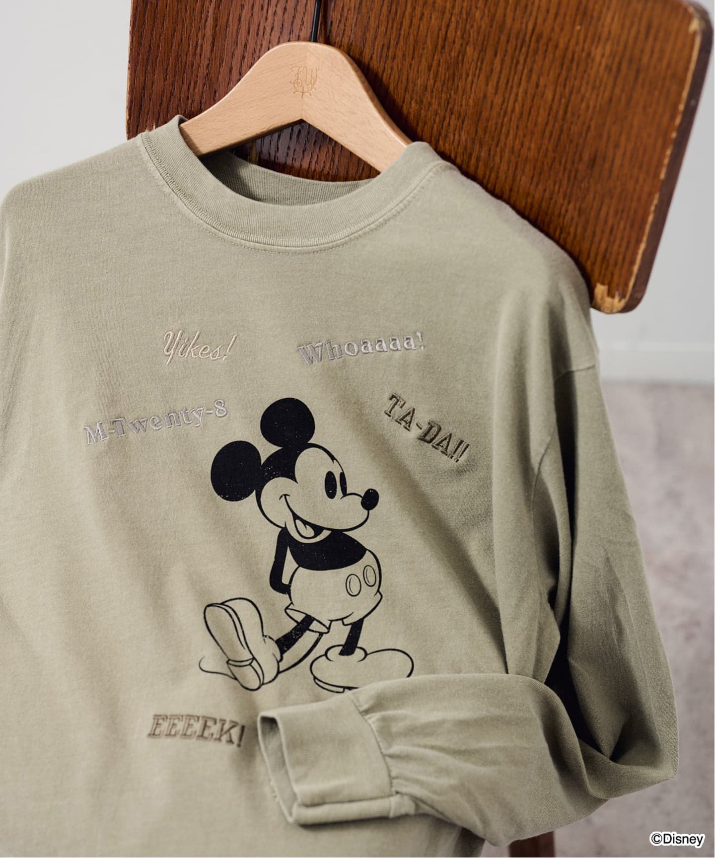 WIFFLE 別注［Mickey Mouse］embroidery ロンT（Tシャツ／カットソー