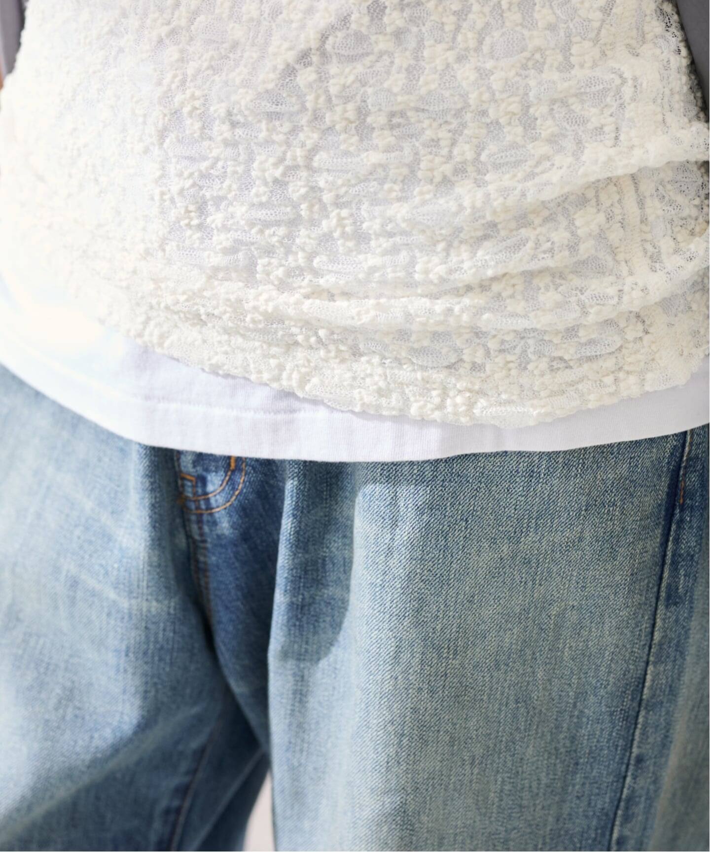 IRONING/アイロニング FLORAL SHIRRED LACE タンクトップ（タンク 