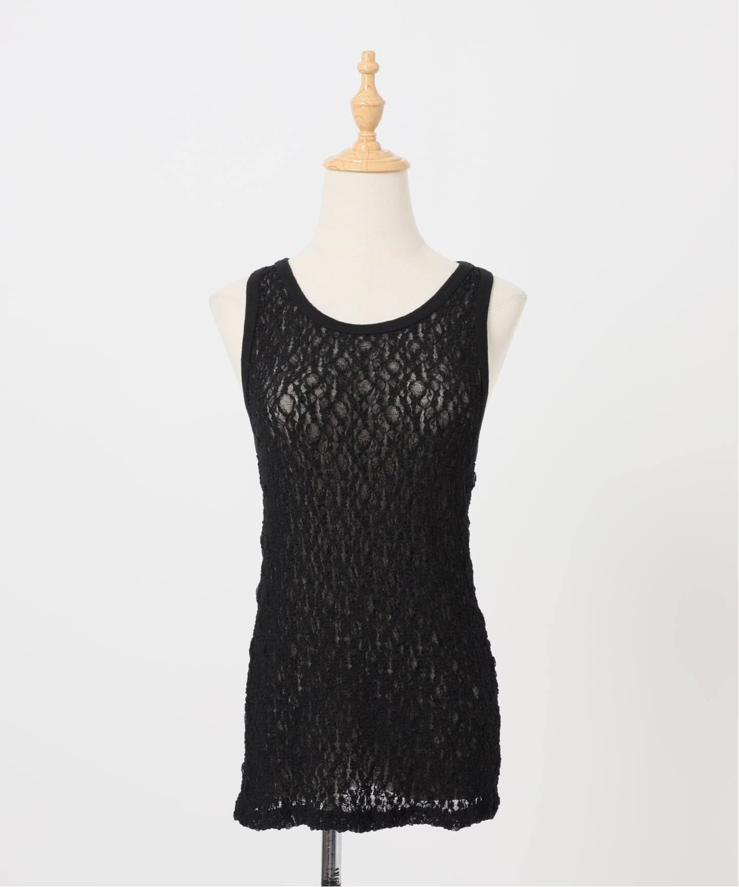 IRONING/アイロニング FLORAL SHIRRED LACE タンクトップ（タンク