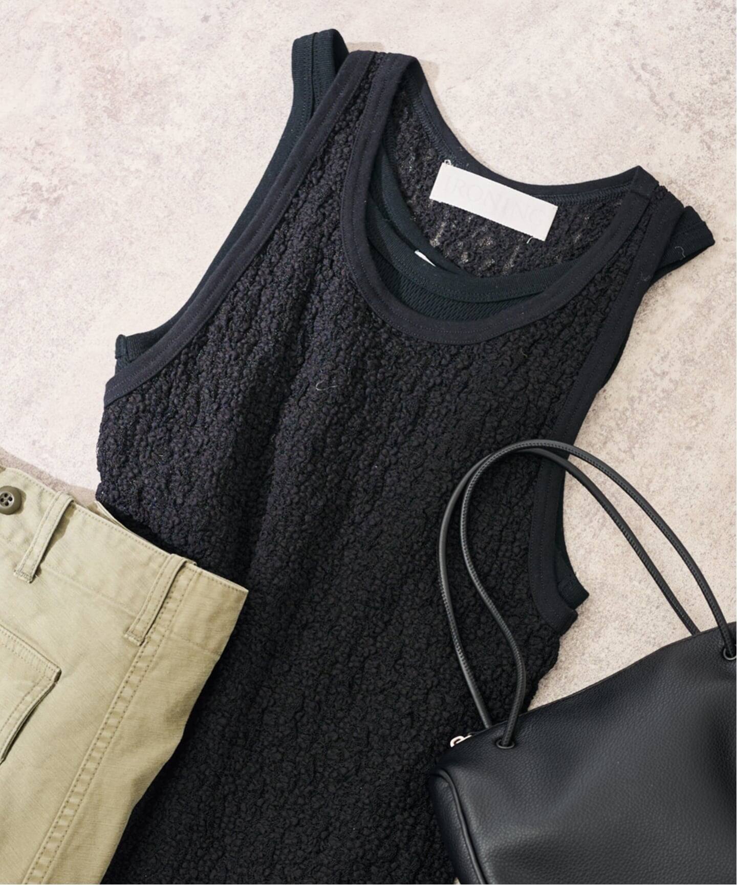 IRONING/アイロニング FLORAL SHIRRED LACE タンクトップ（タンク 